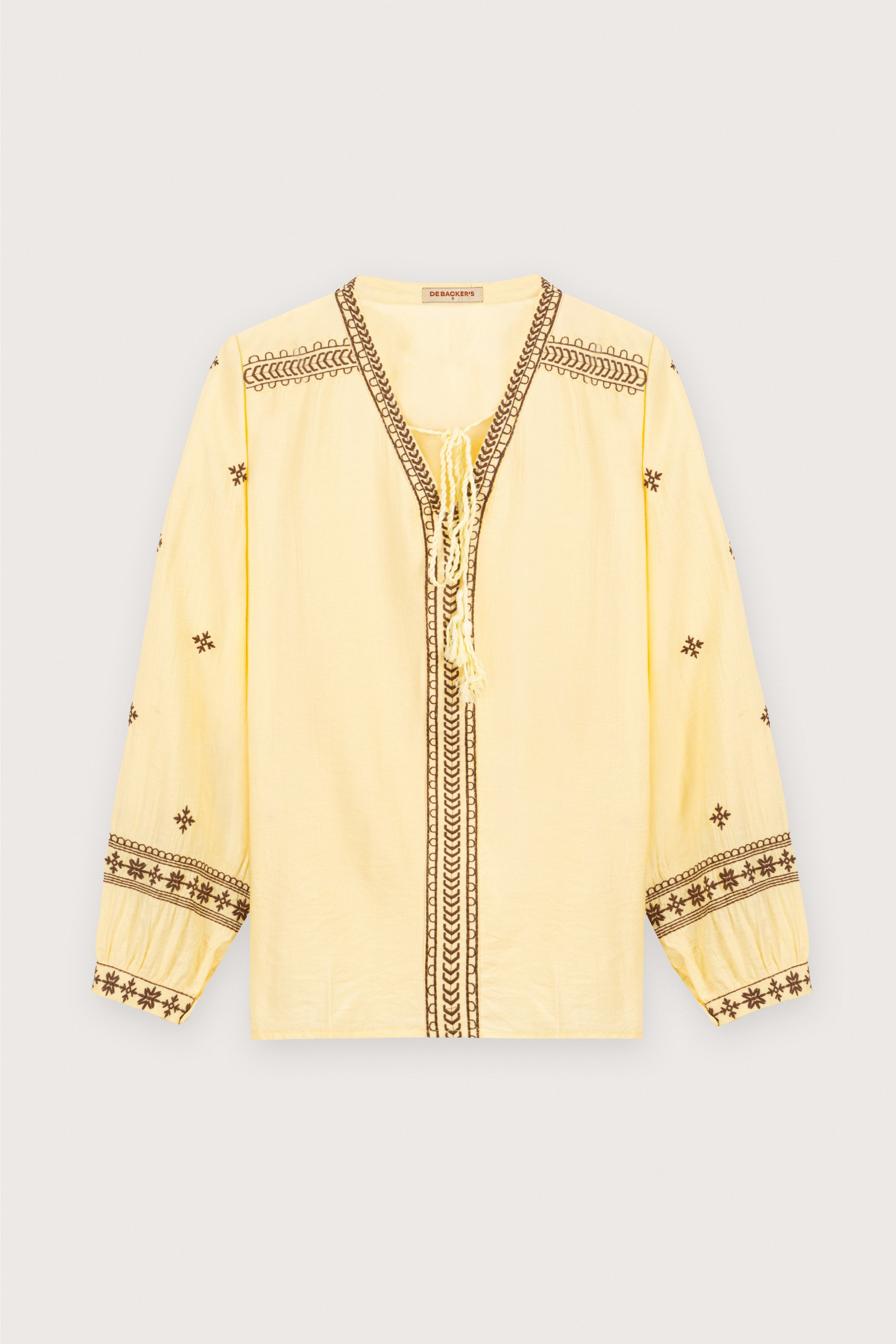 women's blouse Egypt - Butter Yellow Embroidered Blouse - 1