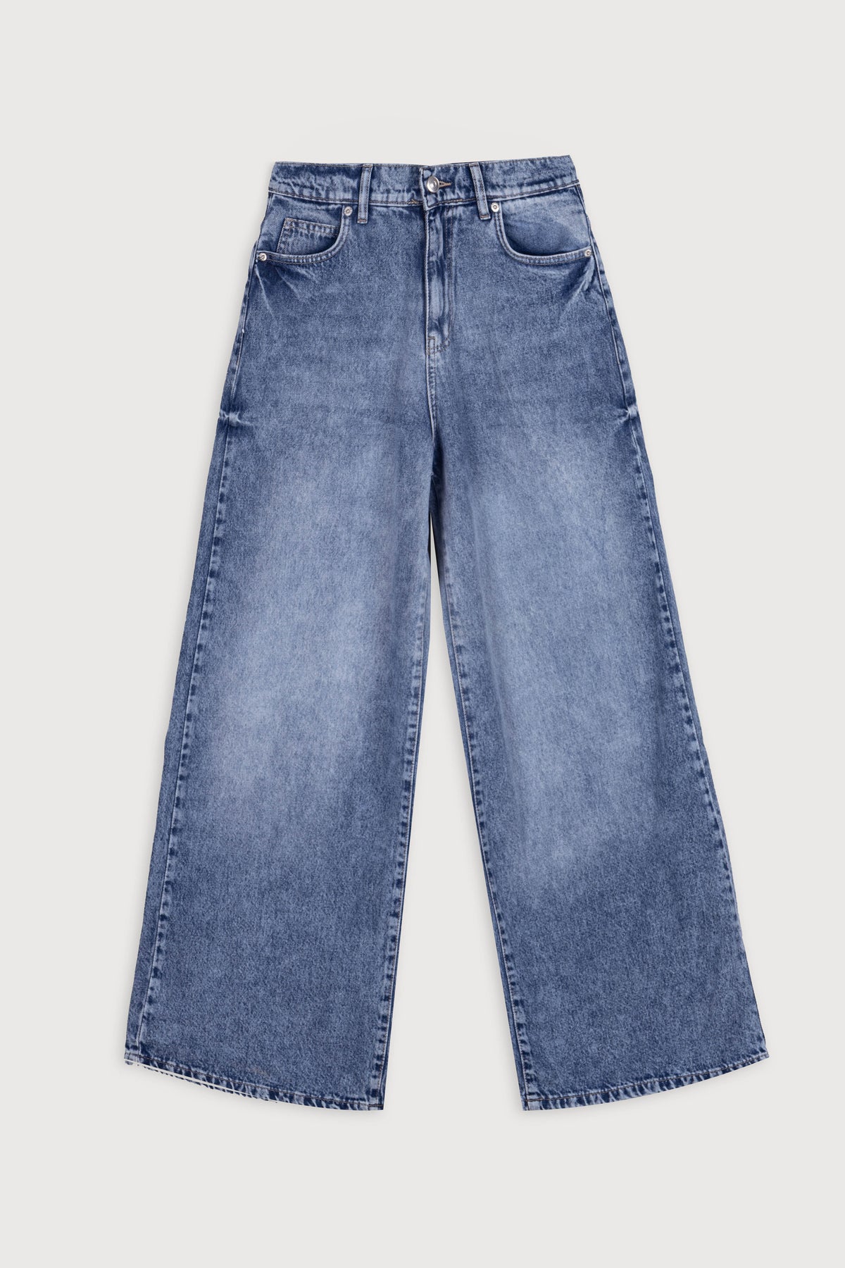 Light Blue Wash Wide-Leg Women's Jeans Pants - 1