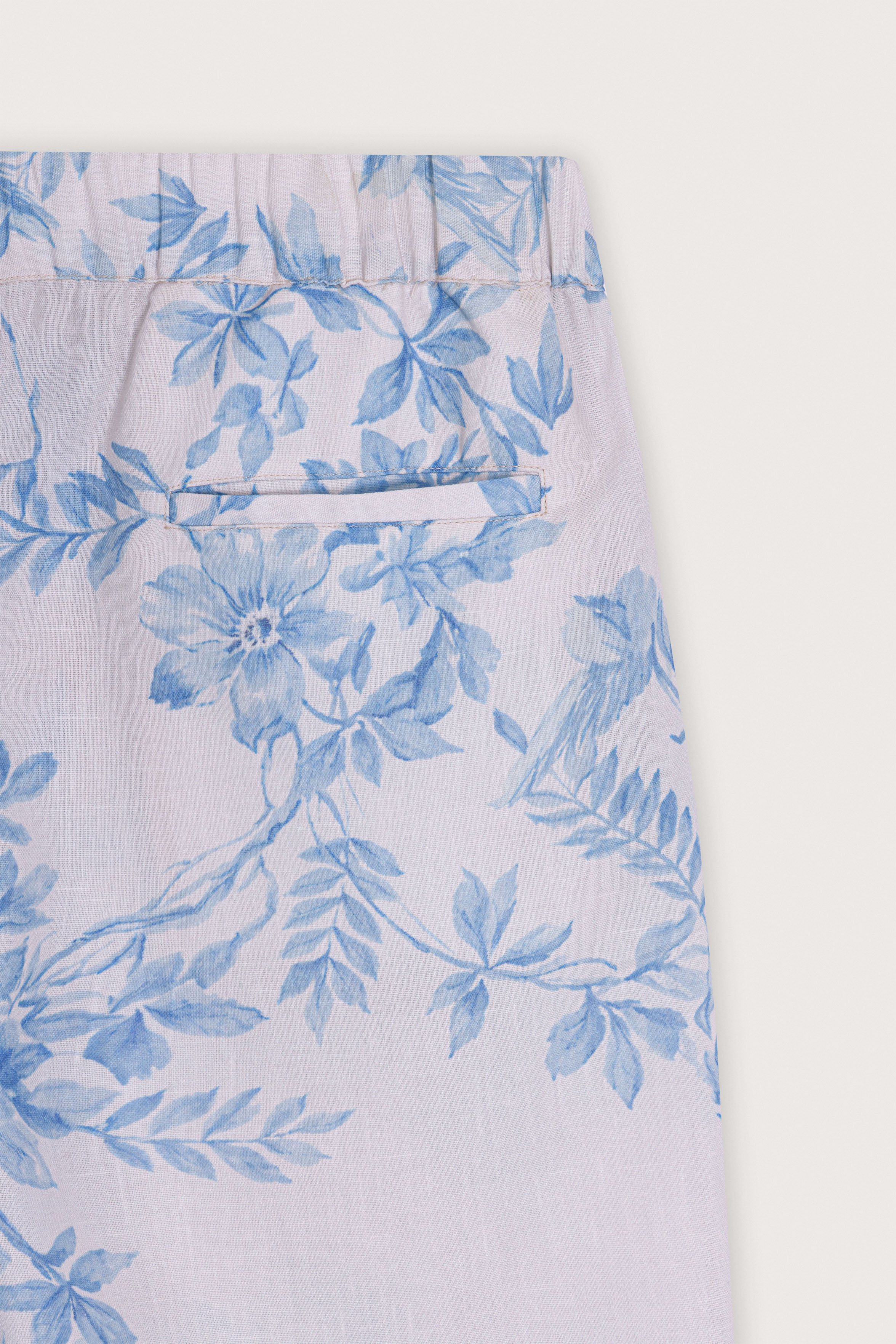 women's linen pants Egypt - Sky Blue Floral Linen Trousers - 4