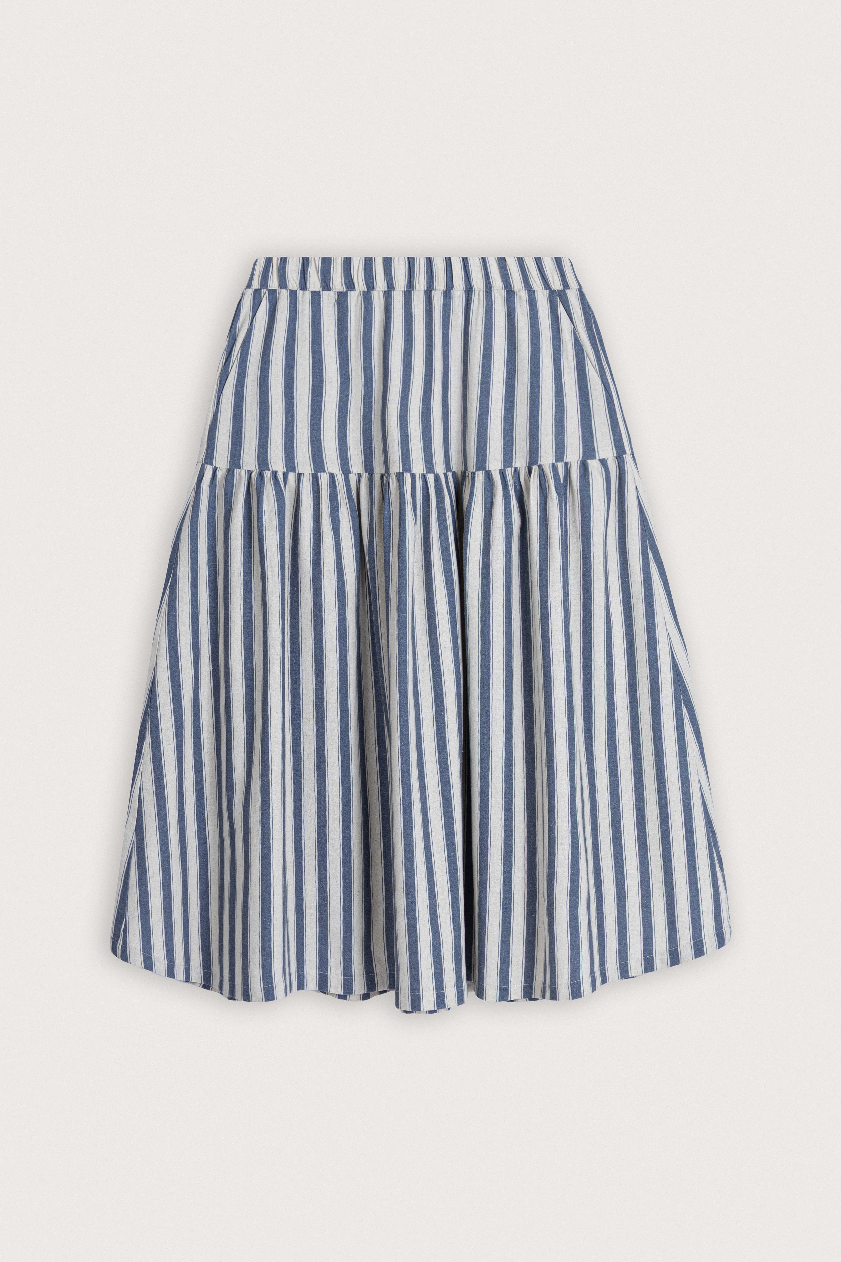 women's skirt Egypt - Petrol Blue Linen Skirt - 1