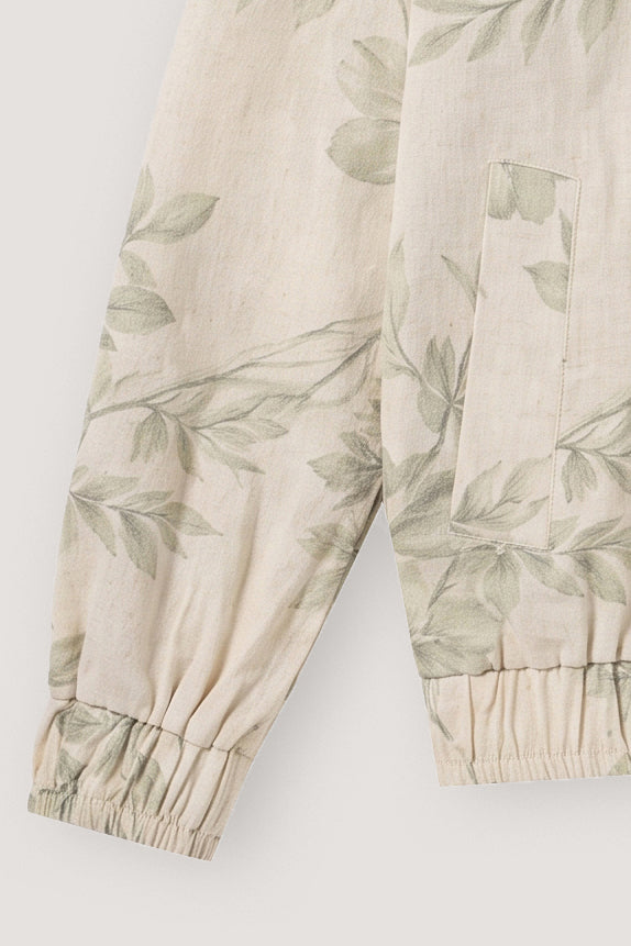 women's linen jacket Egypt - Light Olive Floral Linen Jacket - 4