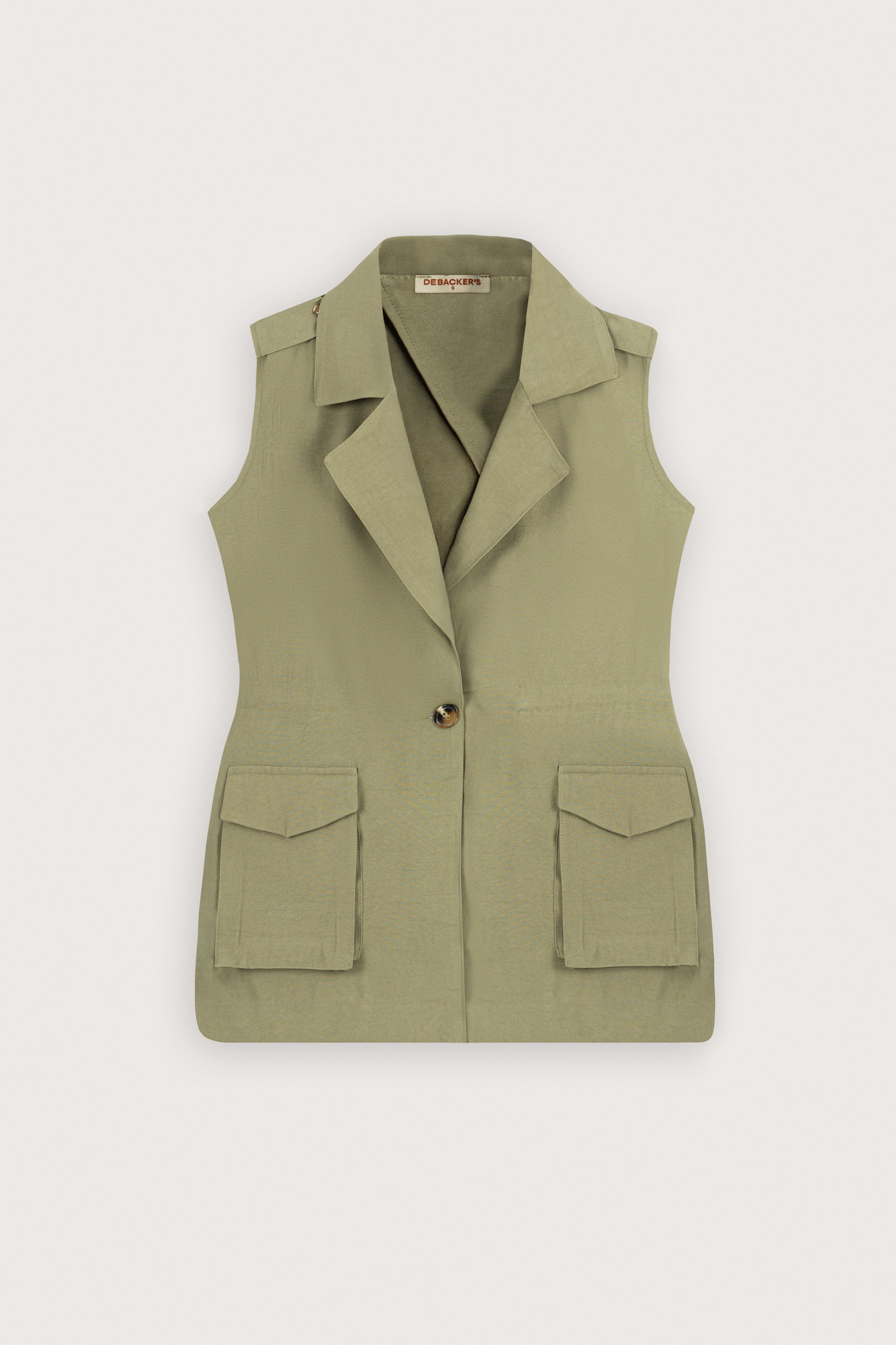 women's sleeveless vest Egypt - Light Olive Sleeveless Vest - 1