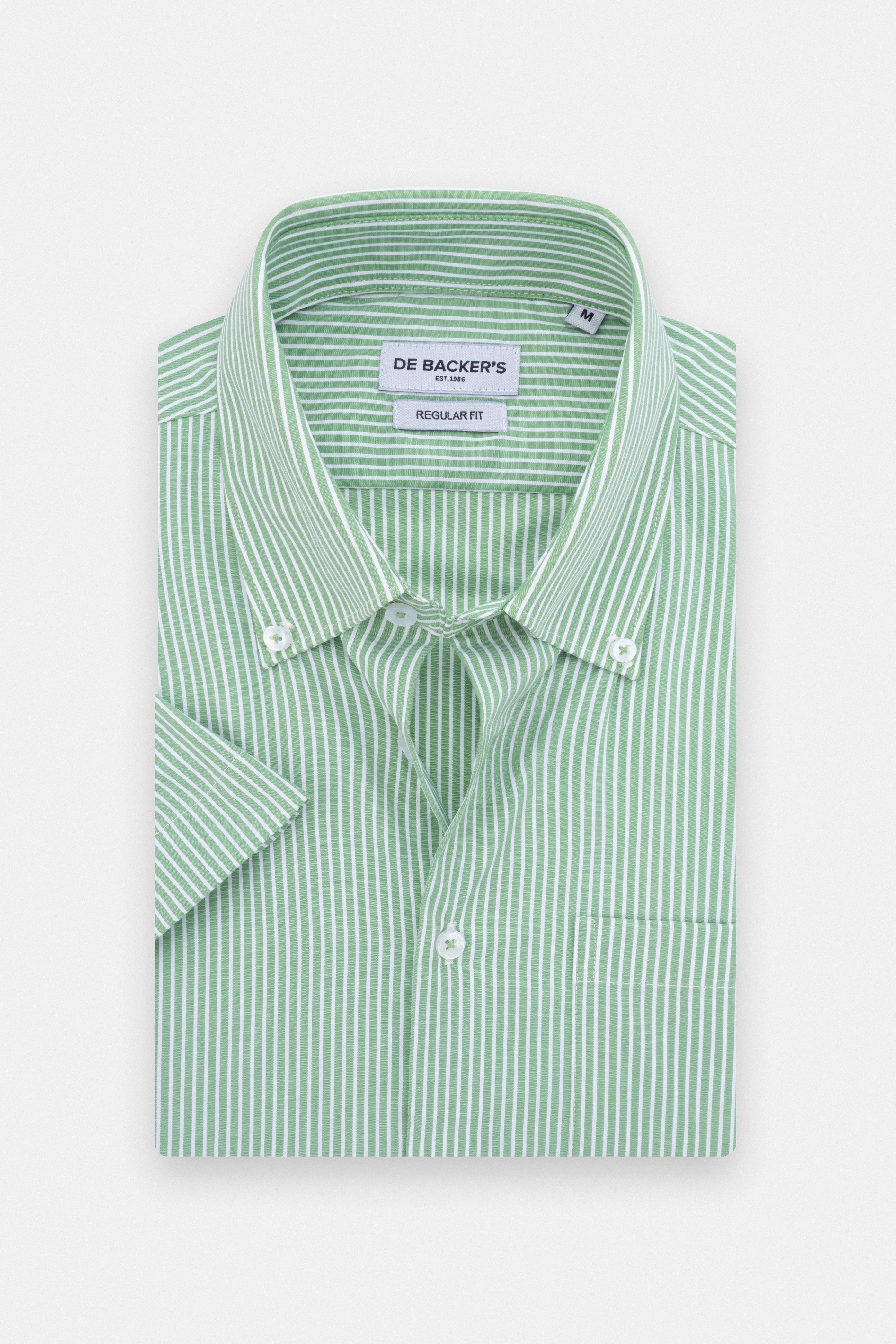 Striped Light Green Short Sleeves Shirt