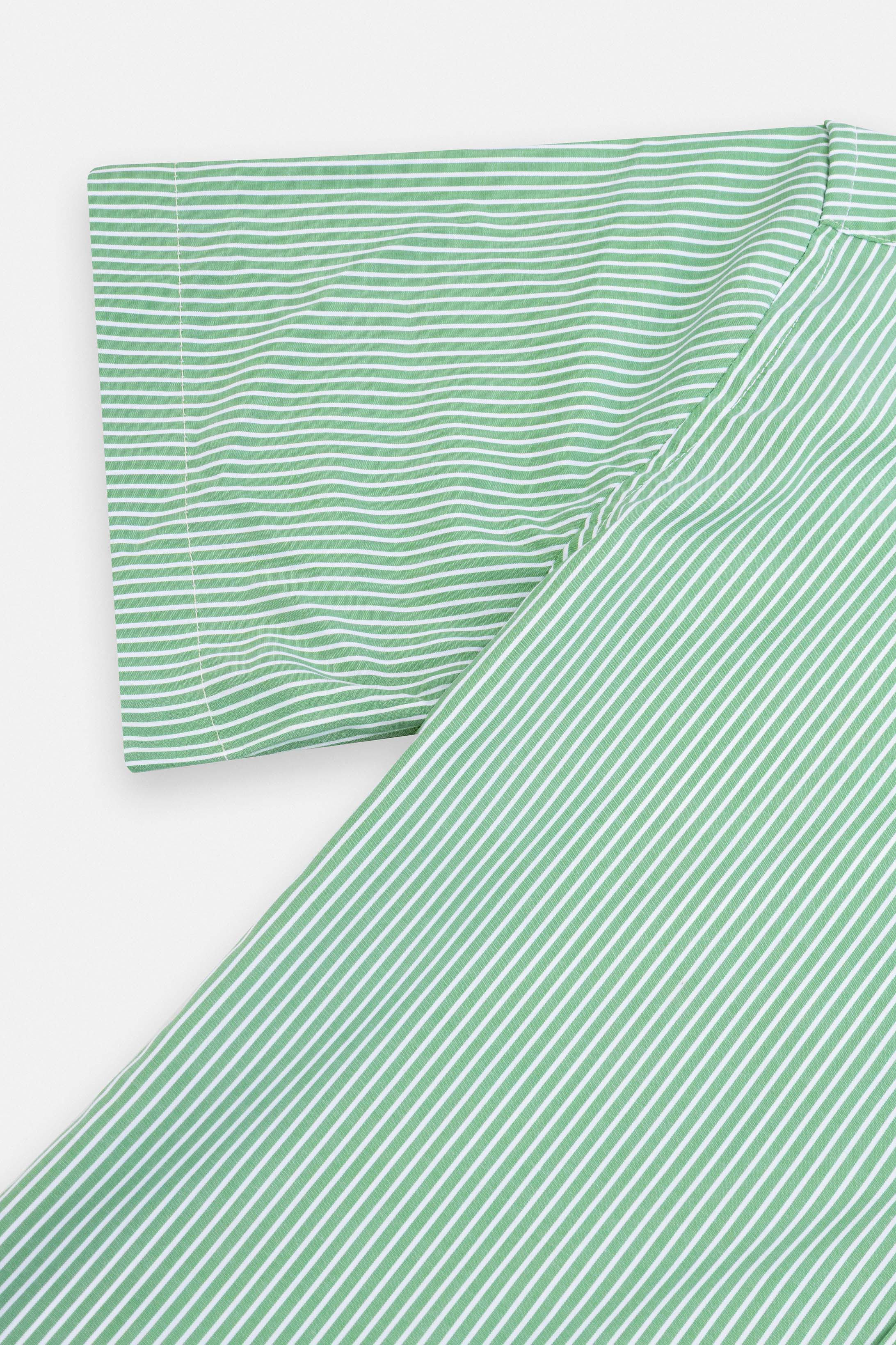 Striped Light Green Short Sleeves Shirt