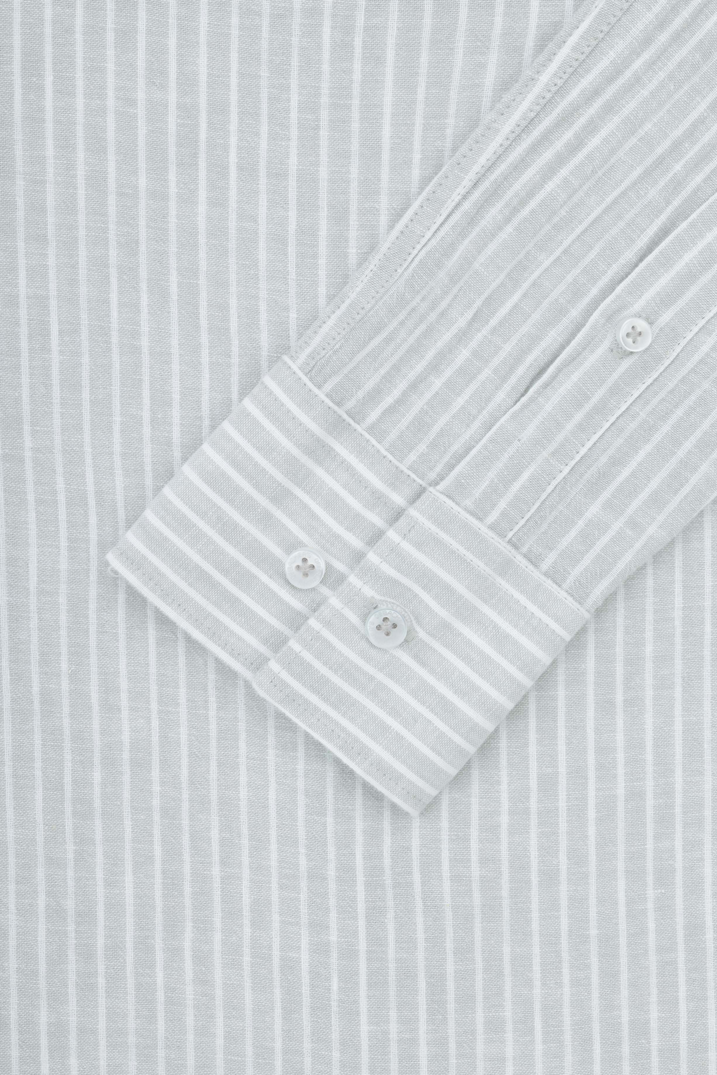 Striped Light Gray Smart Casual Shirt