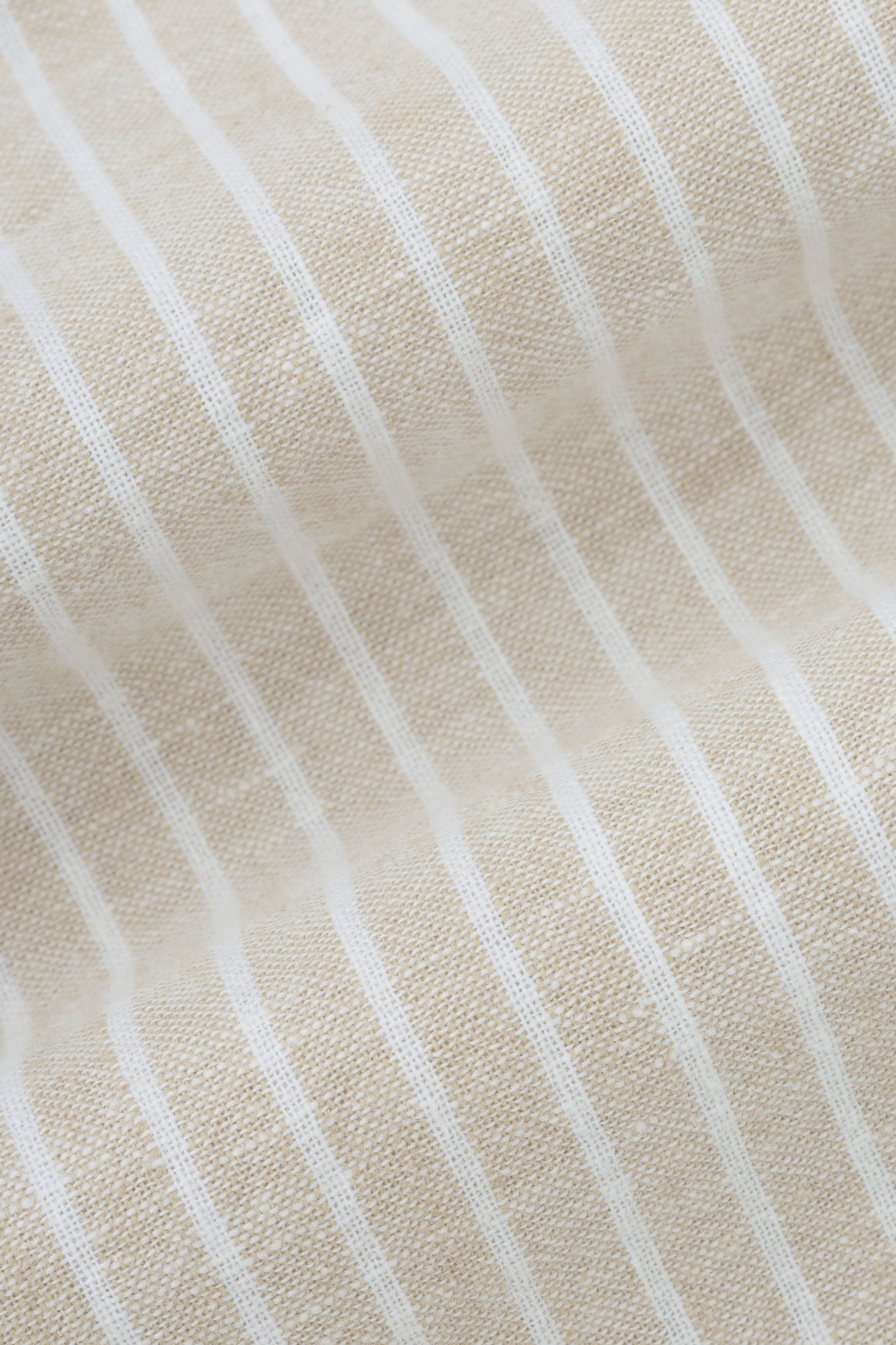 Striped Light Beige Smart Casual Shirt