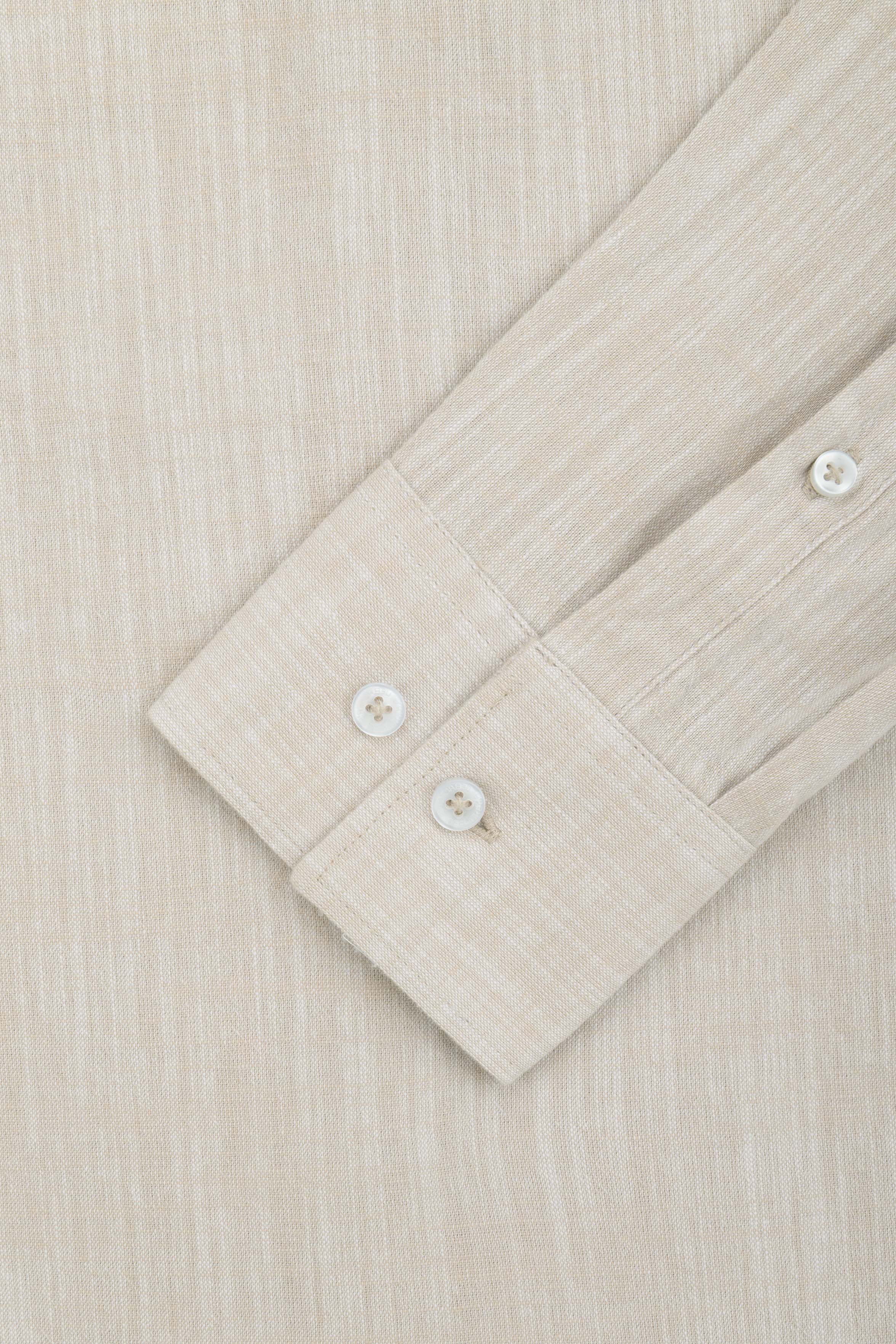 Light Beige Smart Casual Linen Blend Shirt