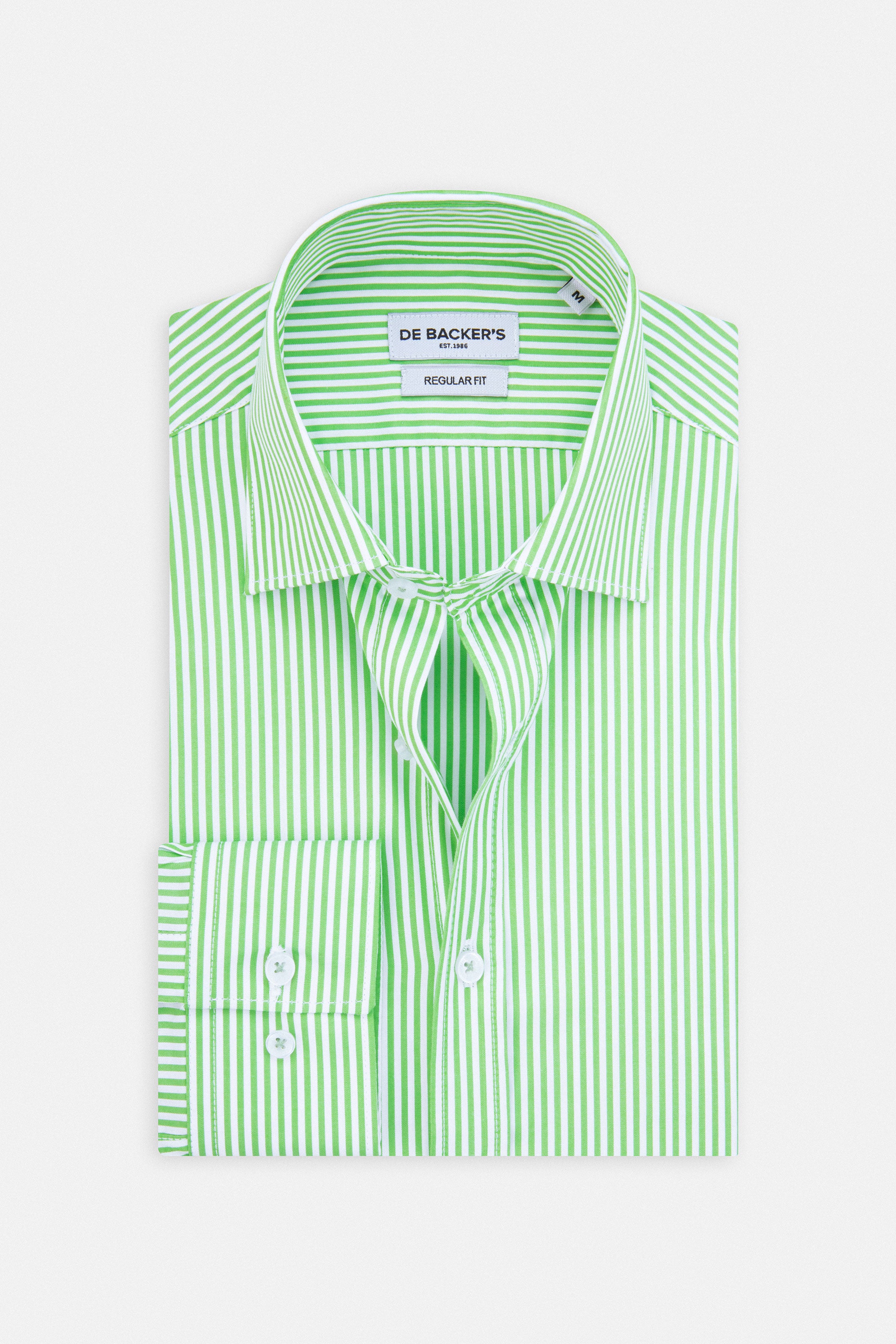 Striped Light Green Smart Casual Shirt