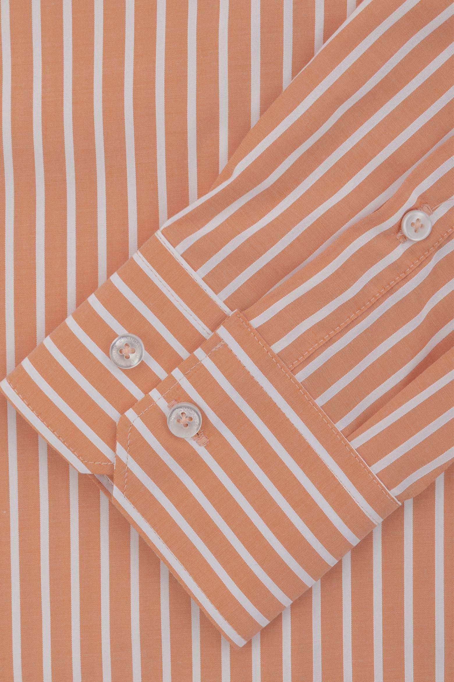 Striped Light Orange Bamboo Casual Shirt