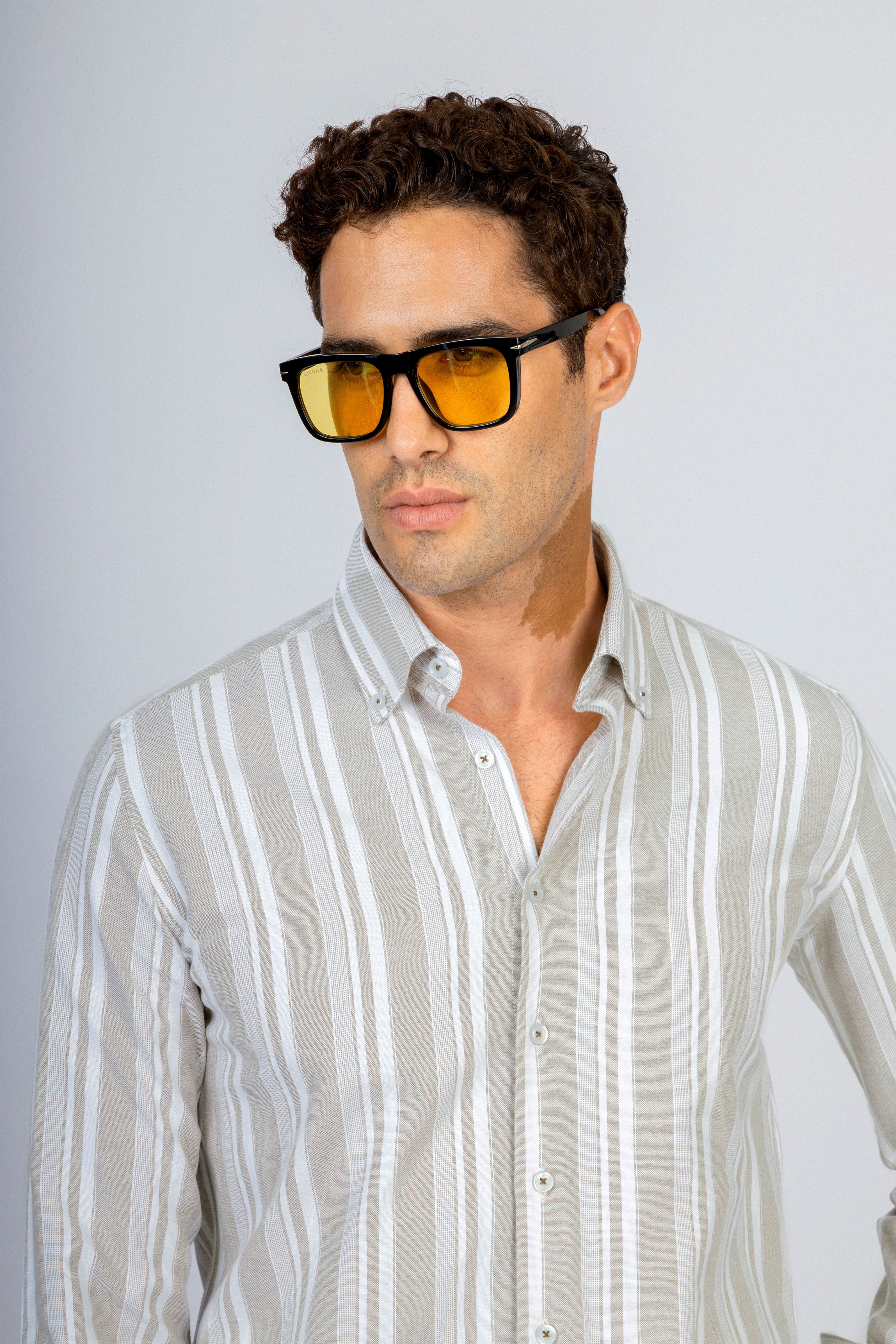Striped Light Beige Casual Shirt