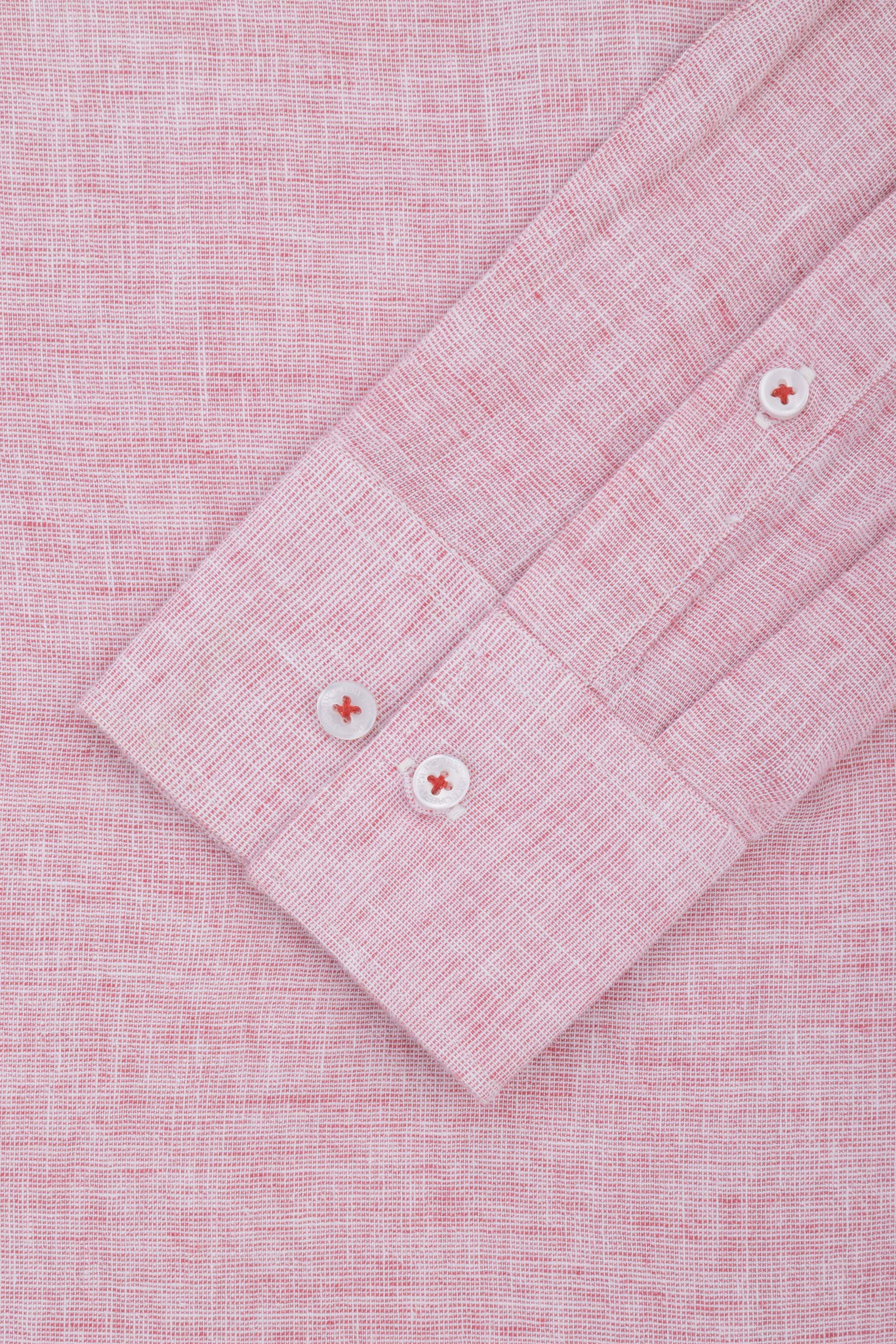 Light Rose Linen Blend Smart Casual Shirt