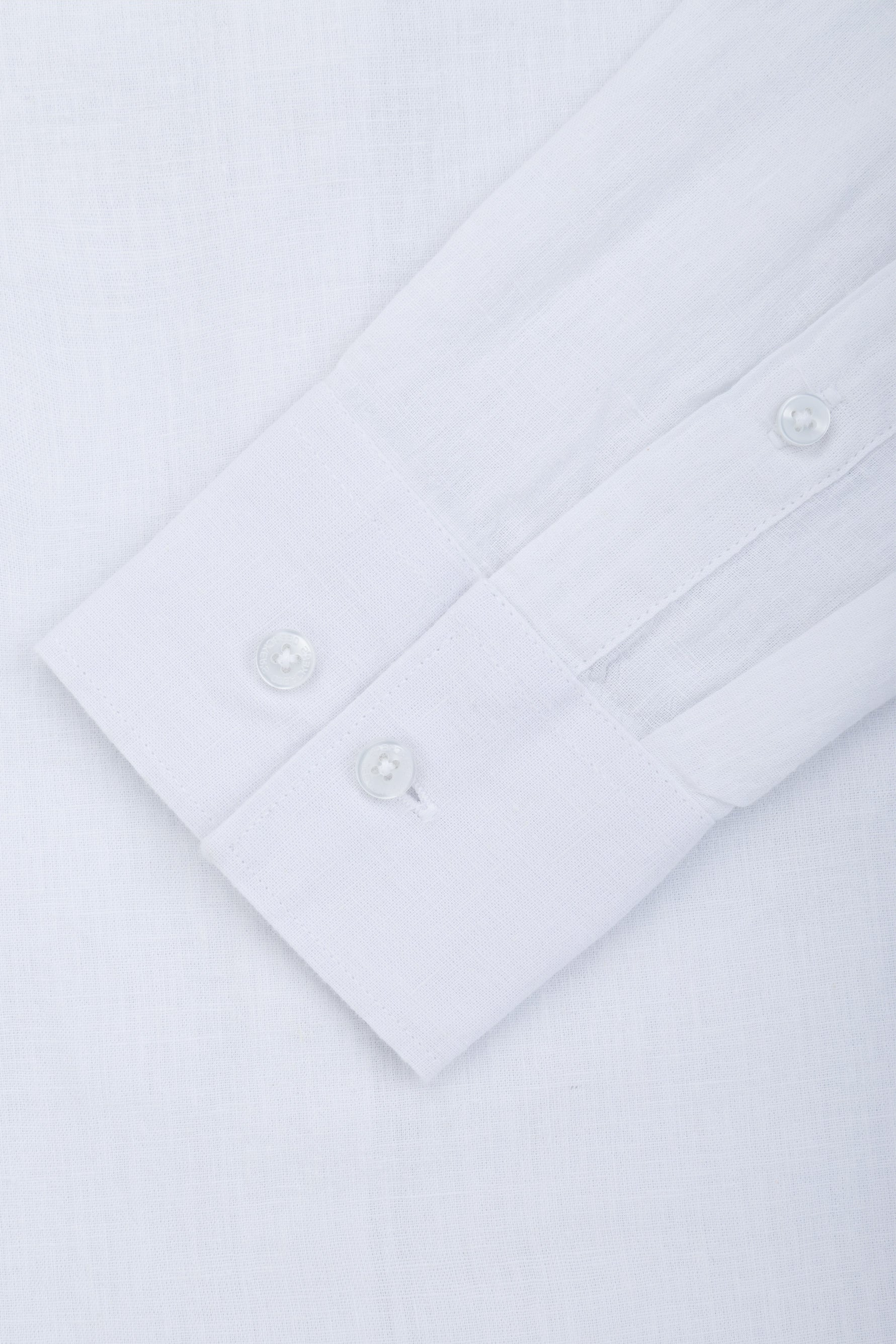 White Linen Blend Casual Shirt