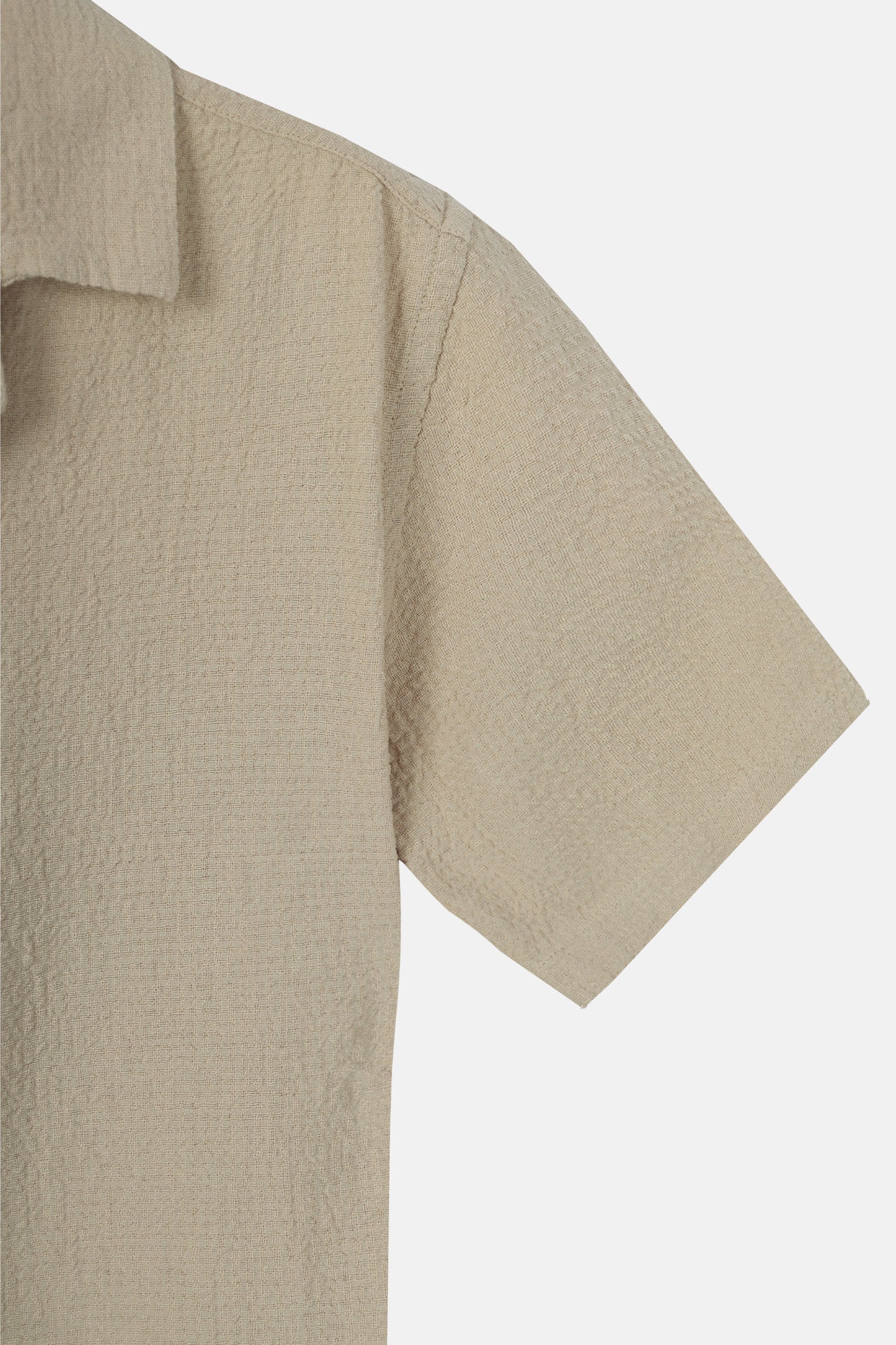 Jacquard Dark Beige Short Sleeves Shirt