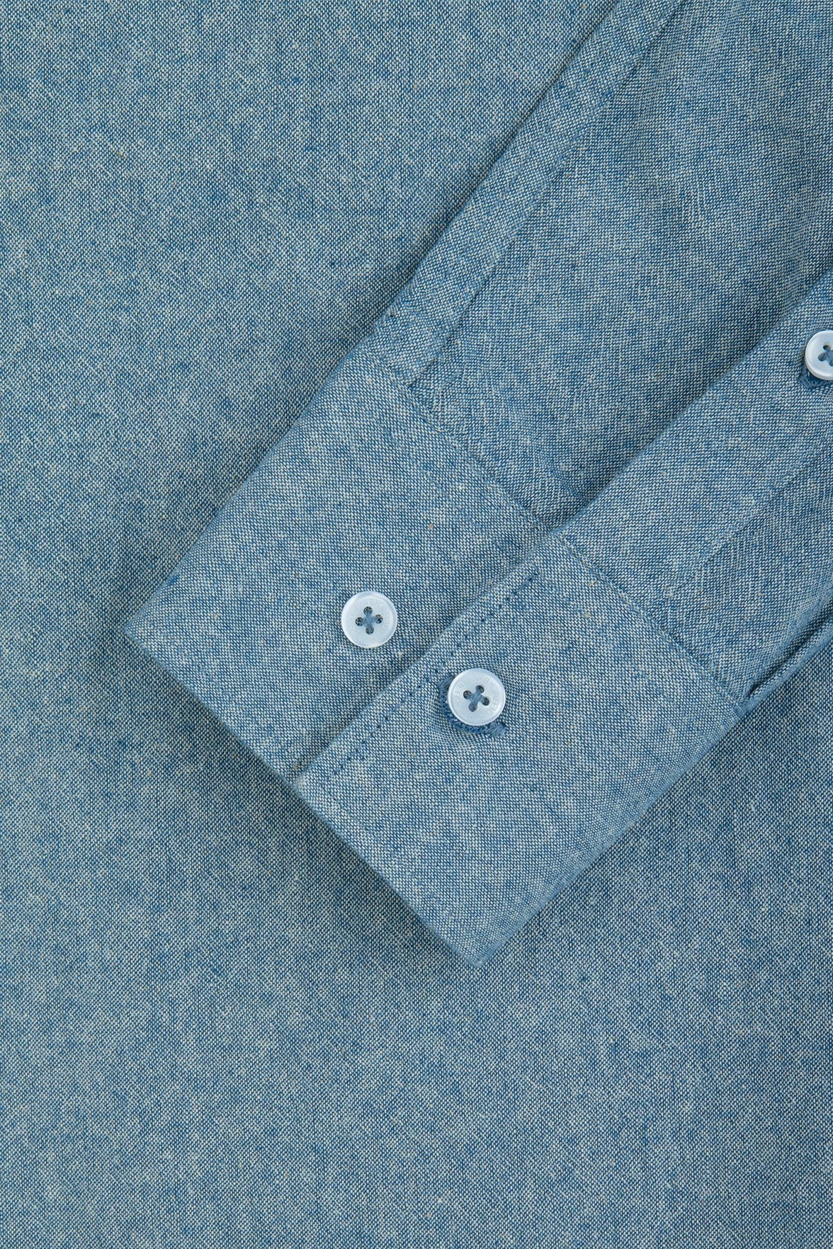 Light Teal Blue Linen Blend Casual Shirt