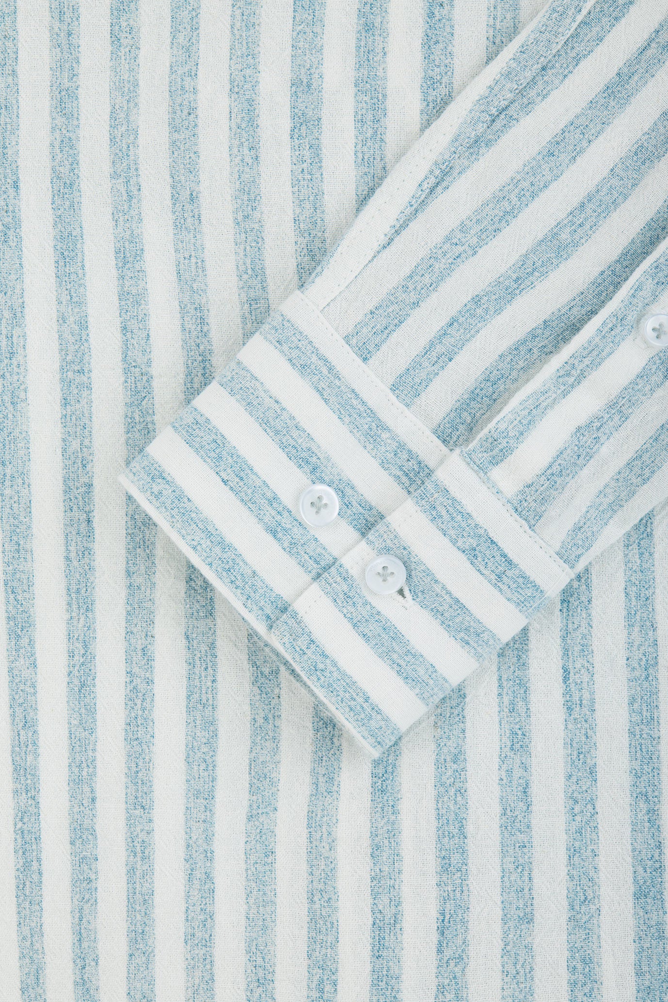 Striped Light Blue Linen Blend Casual Shirt