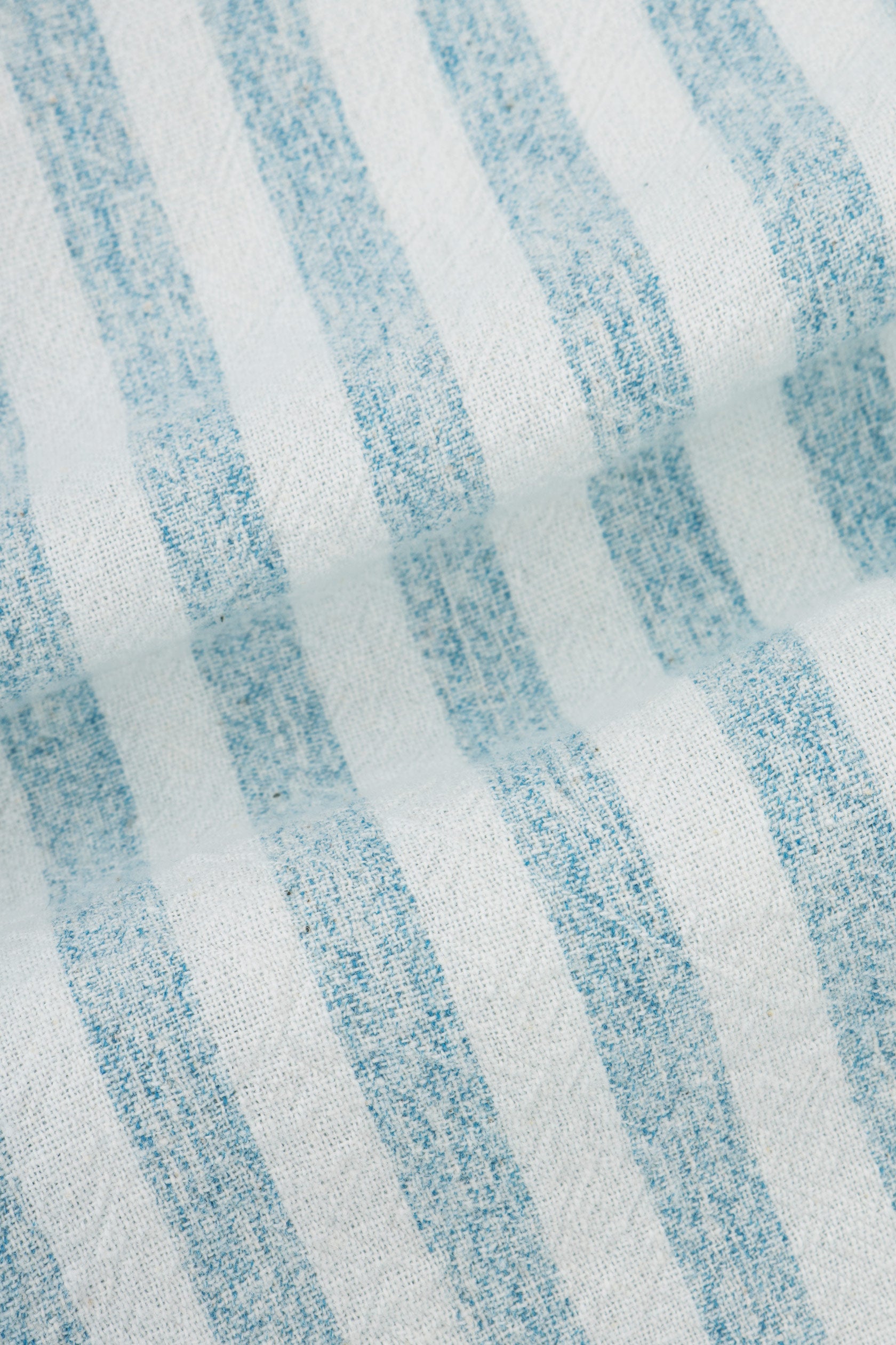 Striped Light Blue Linen Blend Casual Shirt