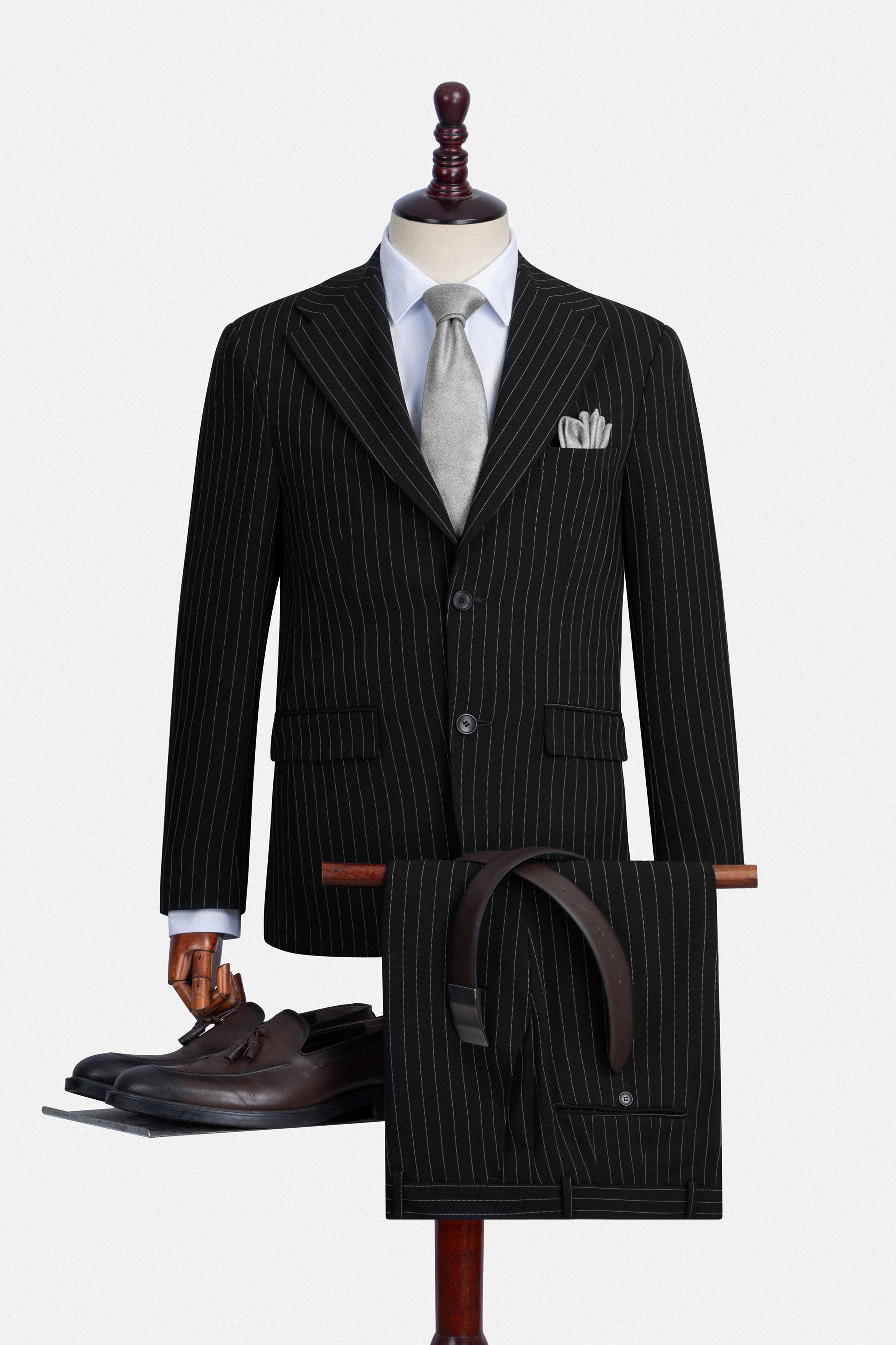 Striped Black Formal Suit