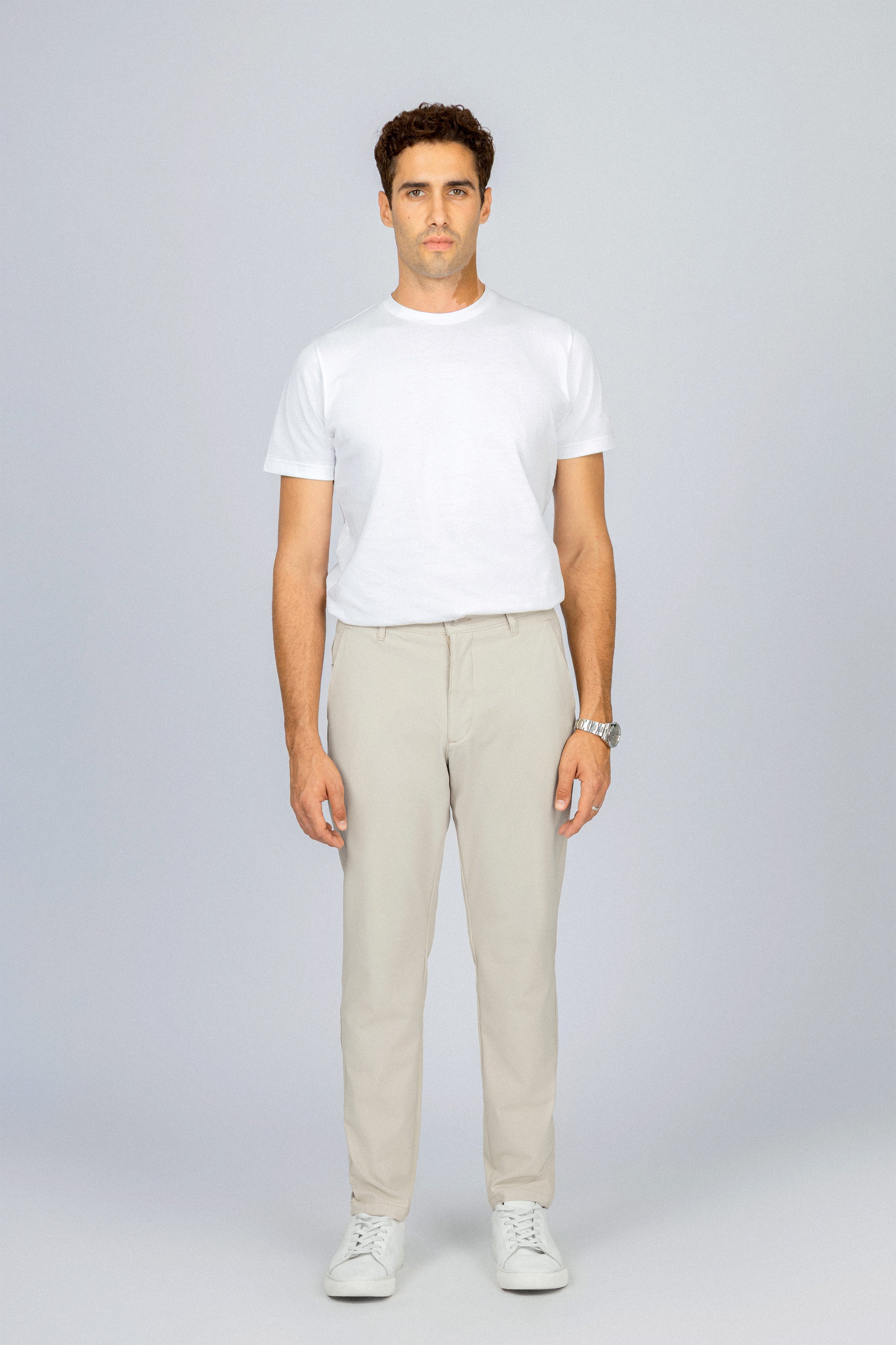 Laced-Up Light Beige Casual pants
