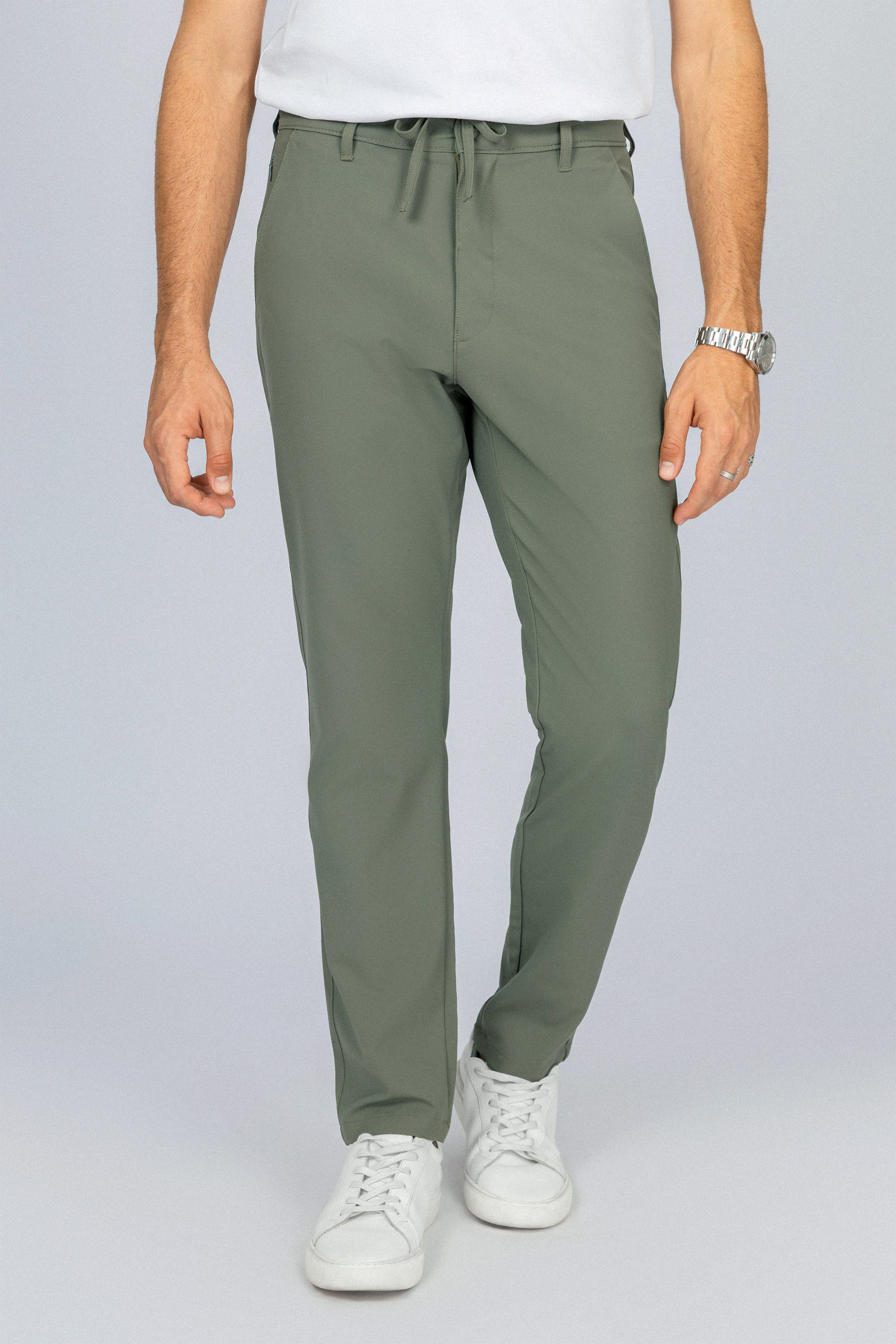 Laced-Up Olive Casual pants