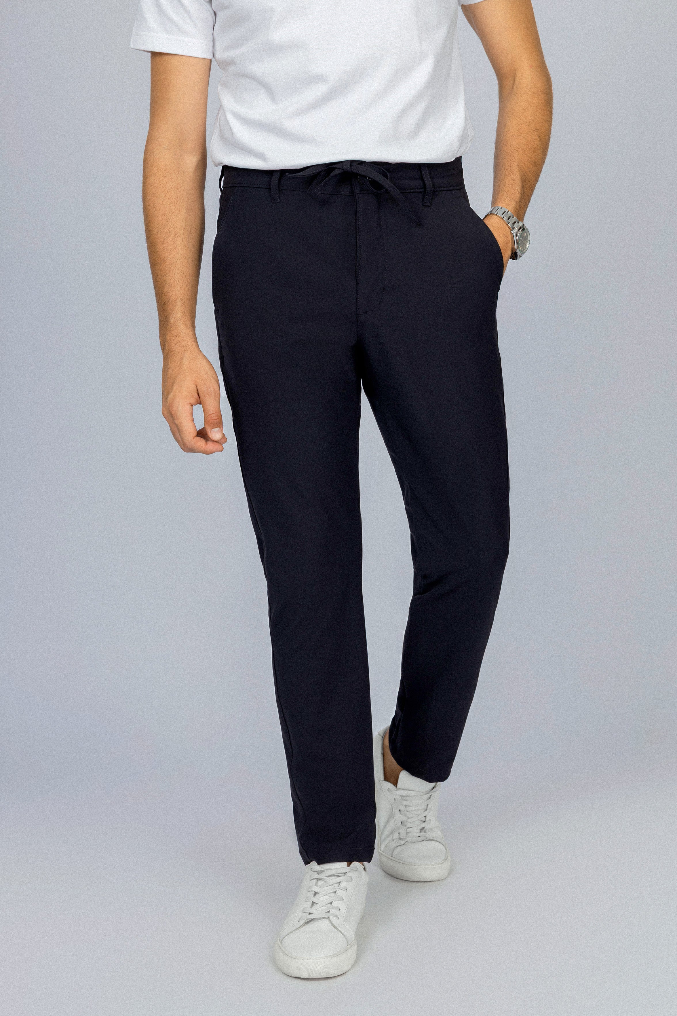 Laced-Up Navy Casual pants