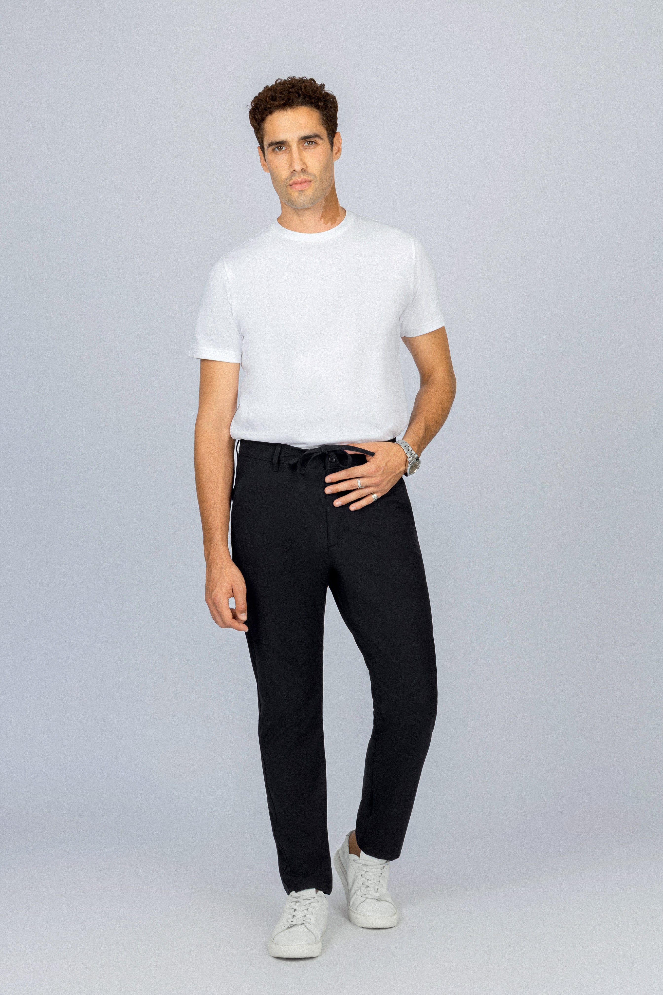 Laced-Up Black Casual pants
