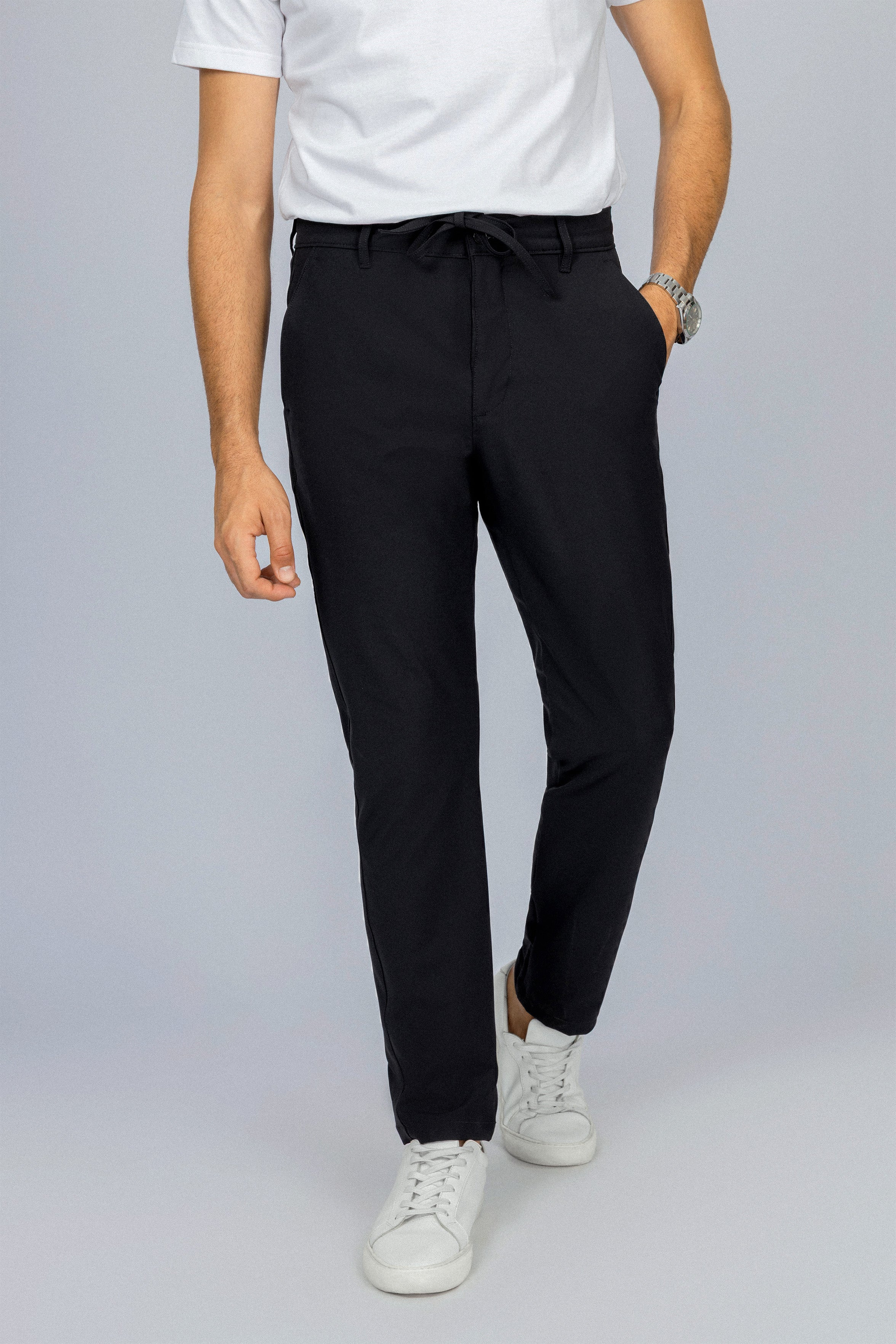 Laced-Up Black Casual pants