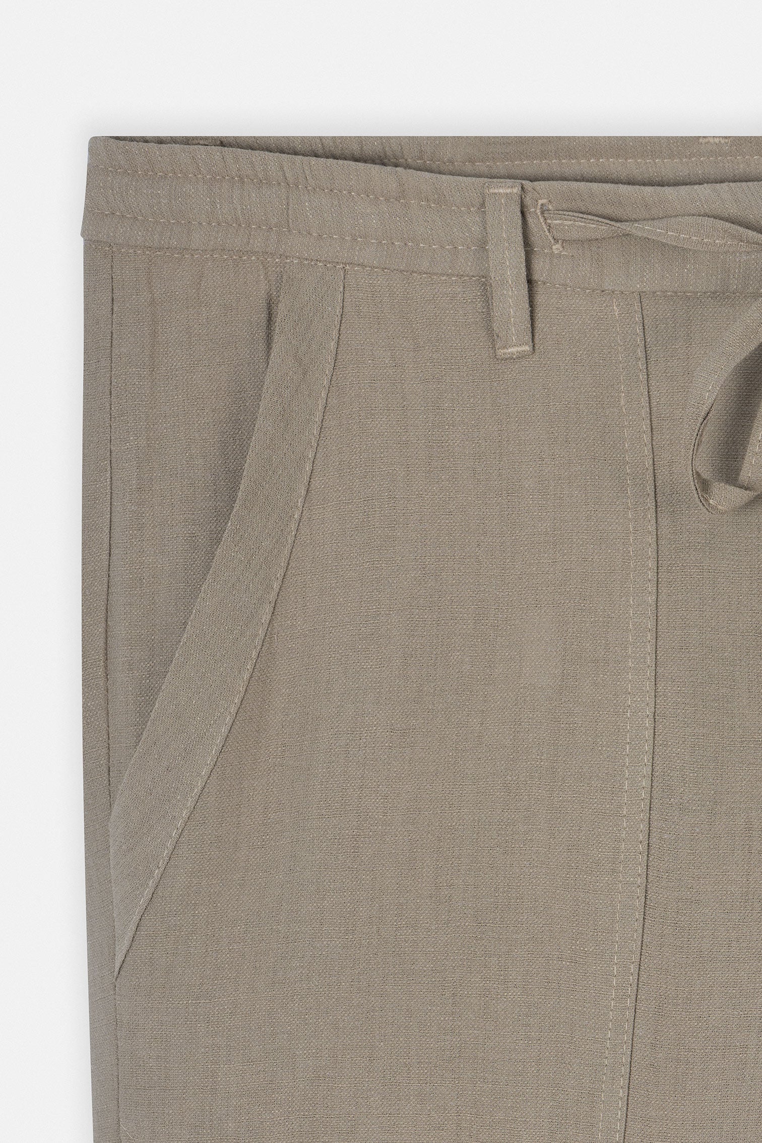 Laced-Up Camel Linen Look casual pants