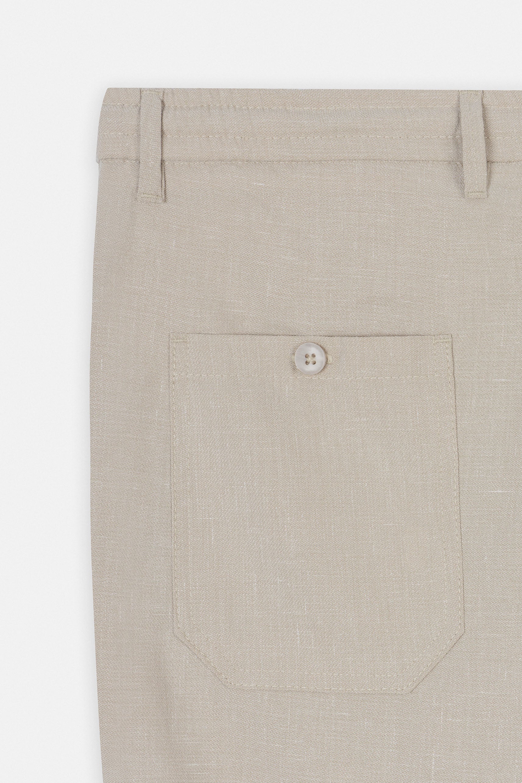 Laced-Up Light Beige Linen Look casual pants
