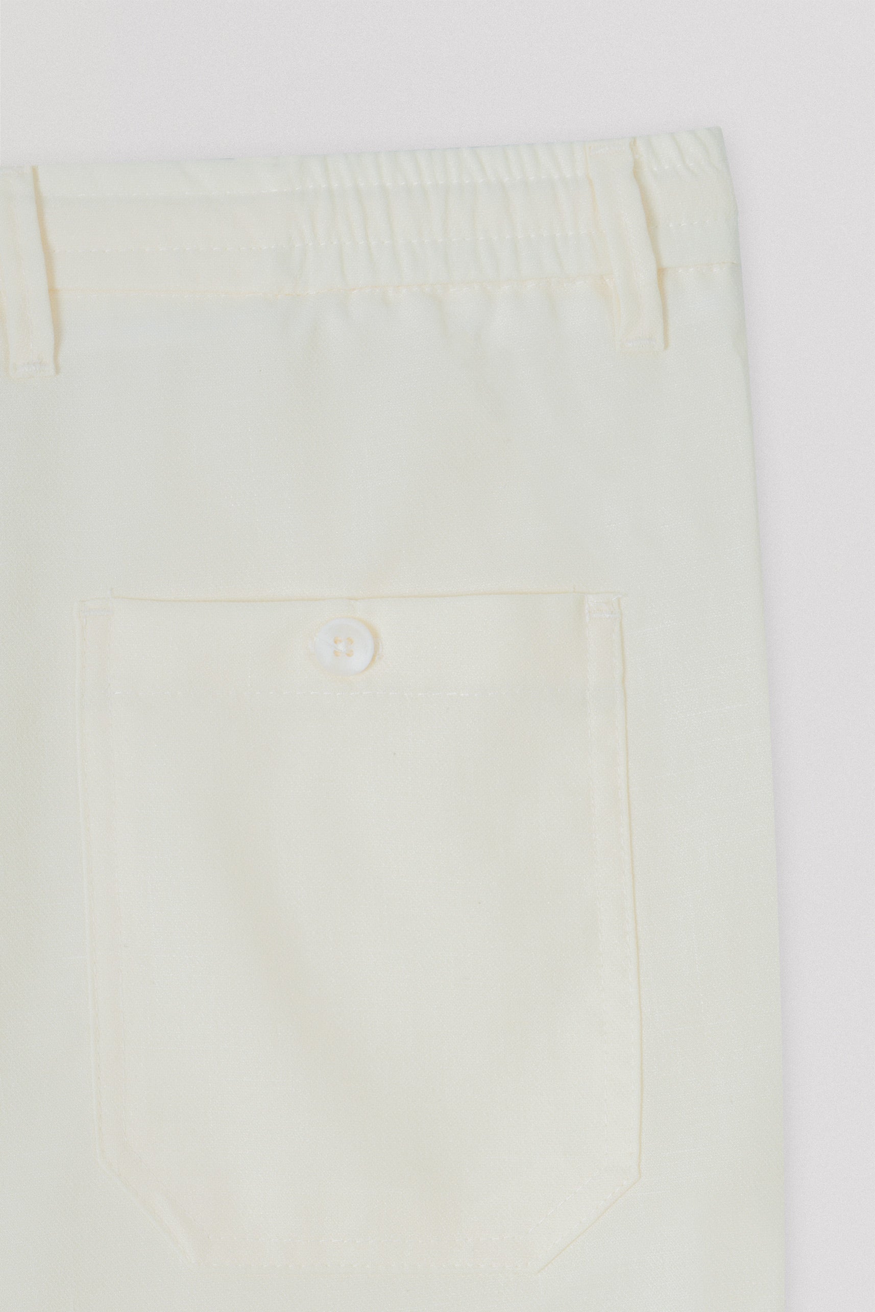 Laced-Up off White Linen Look casual pants