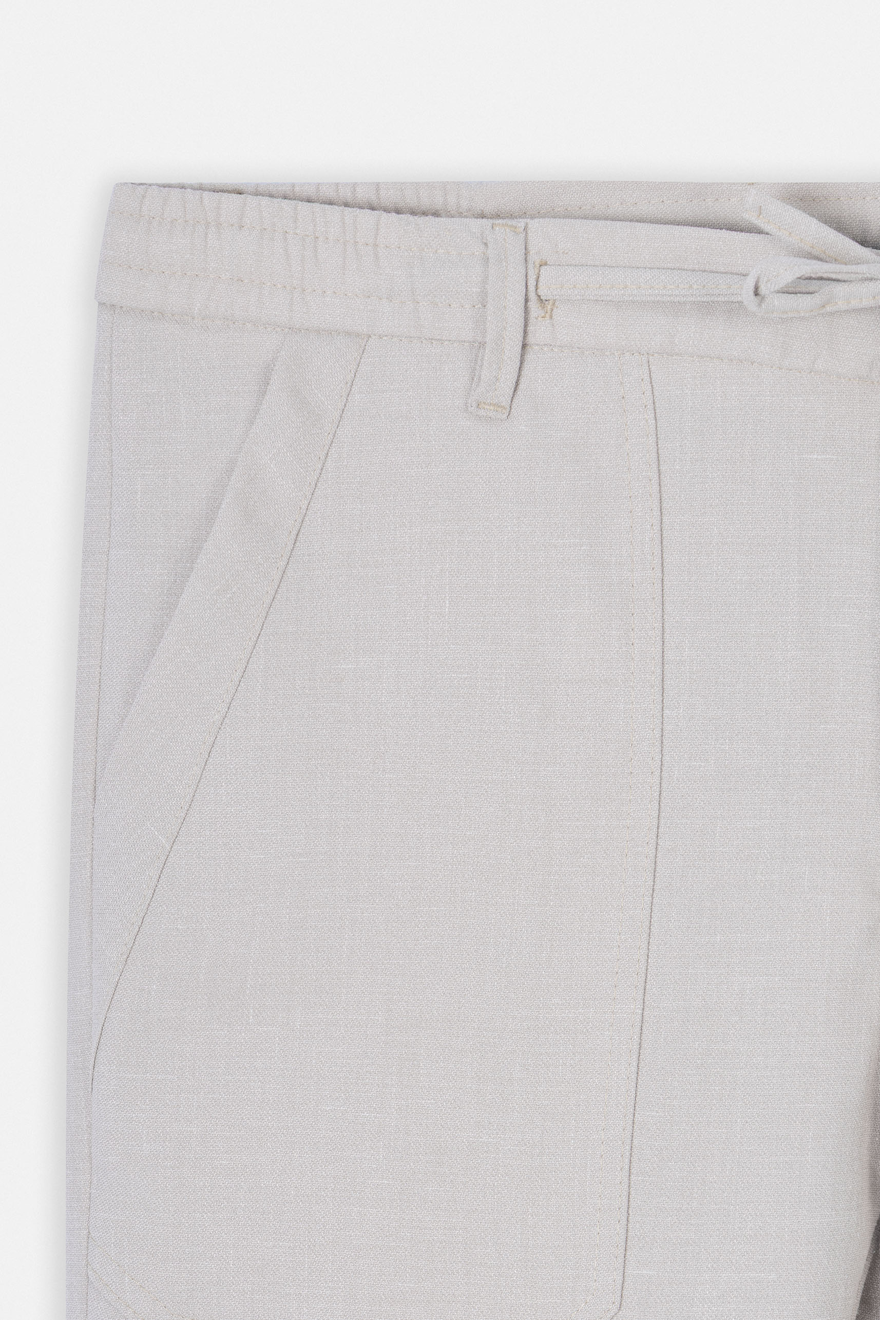 Laced-Up Beige Linen Look casual pants