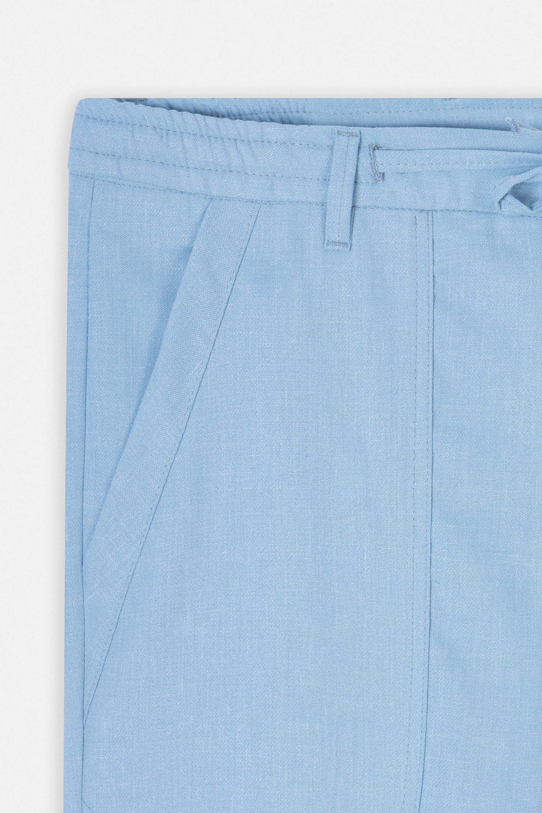 Laced-Up Light Blue Linen Look casual pants