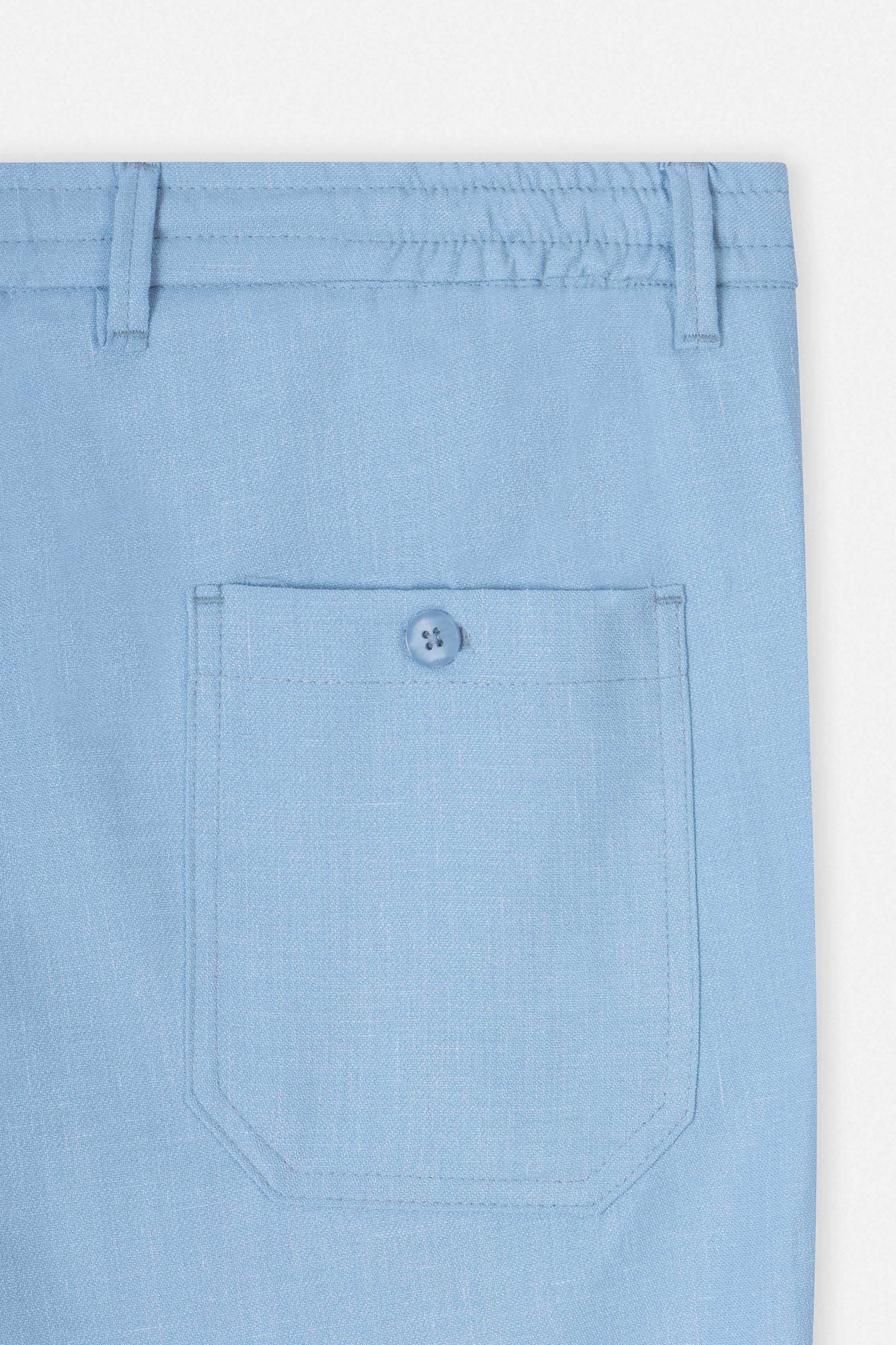 Laced-Up Light Blue Linen Look casual pants