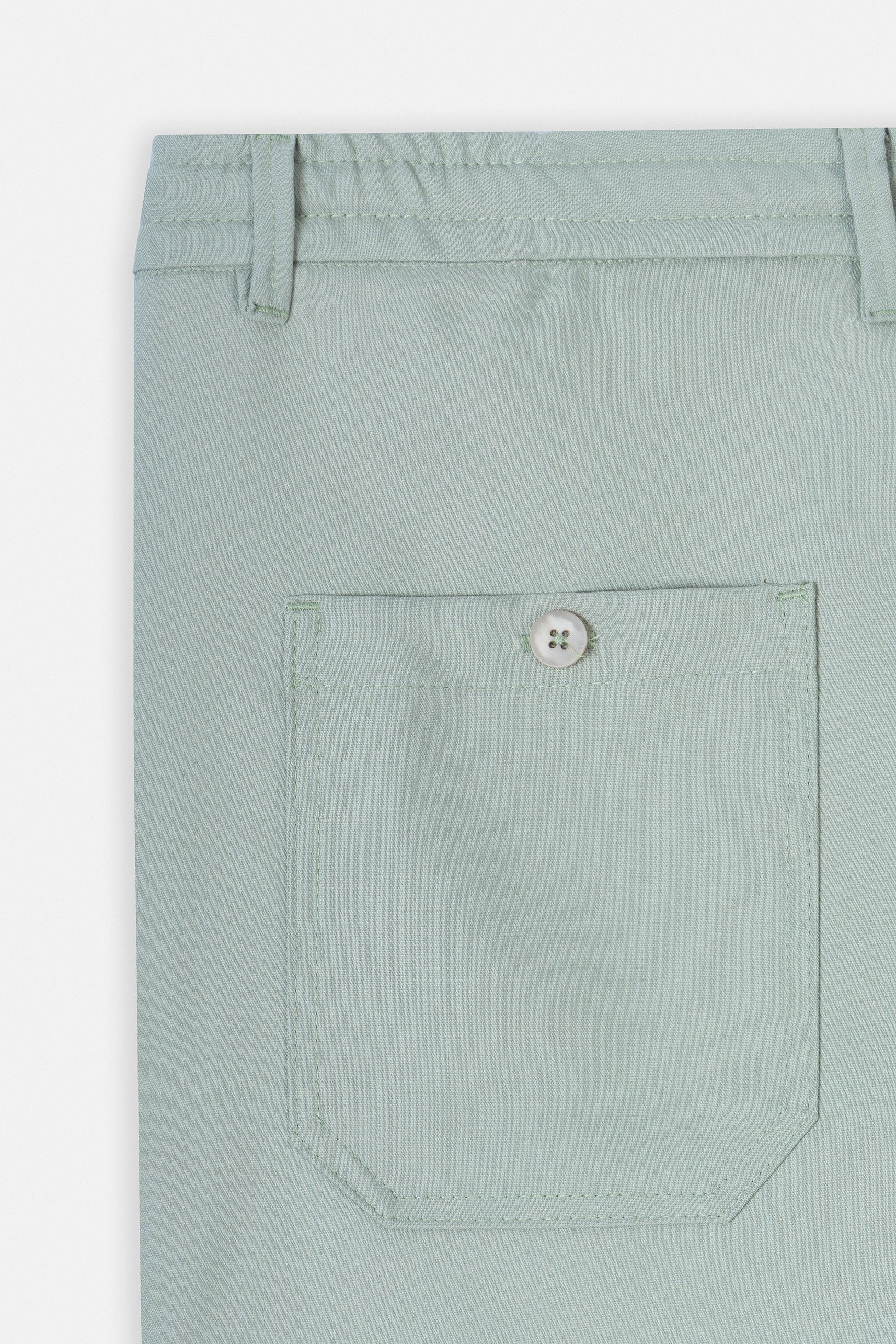 Laced-Up Green Linen Look casual pants