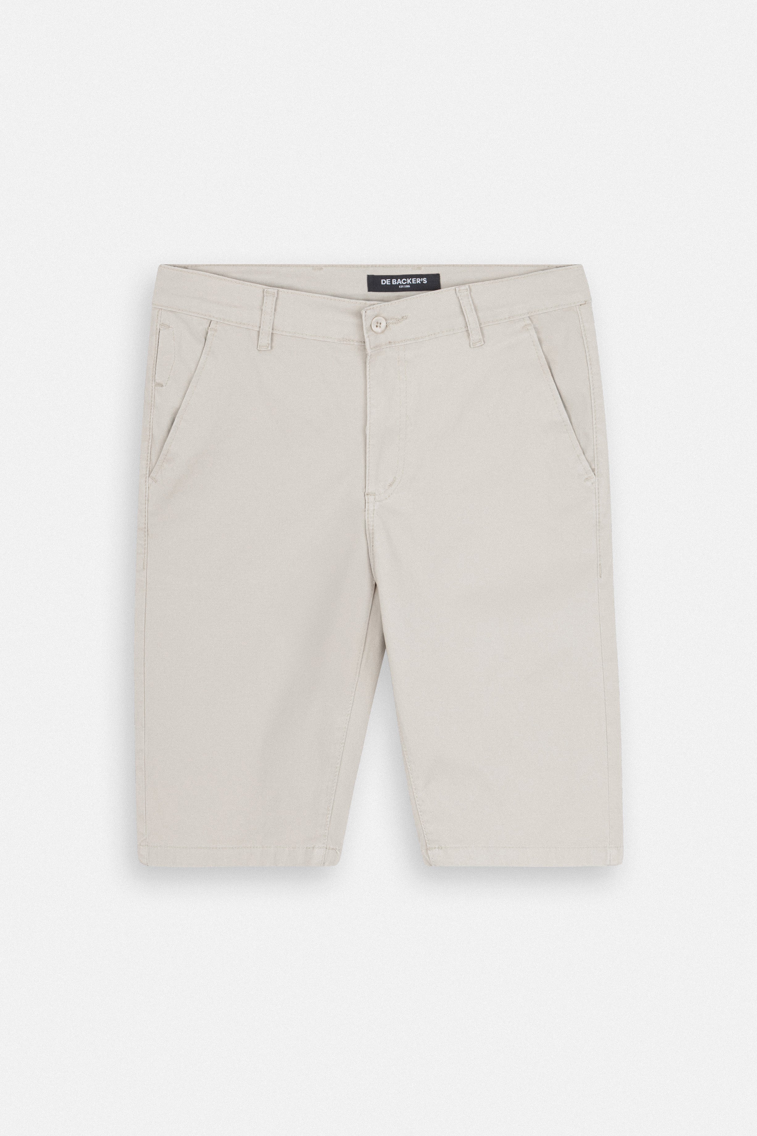 Patterned Light Beige Gabardine Short