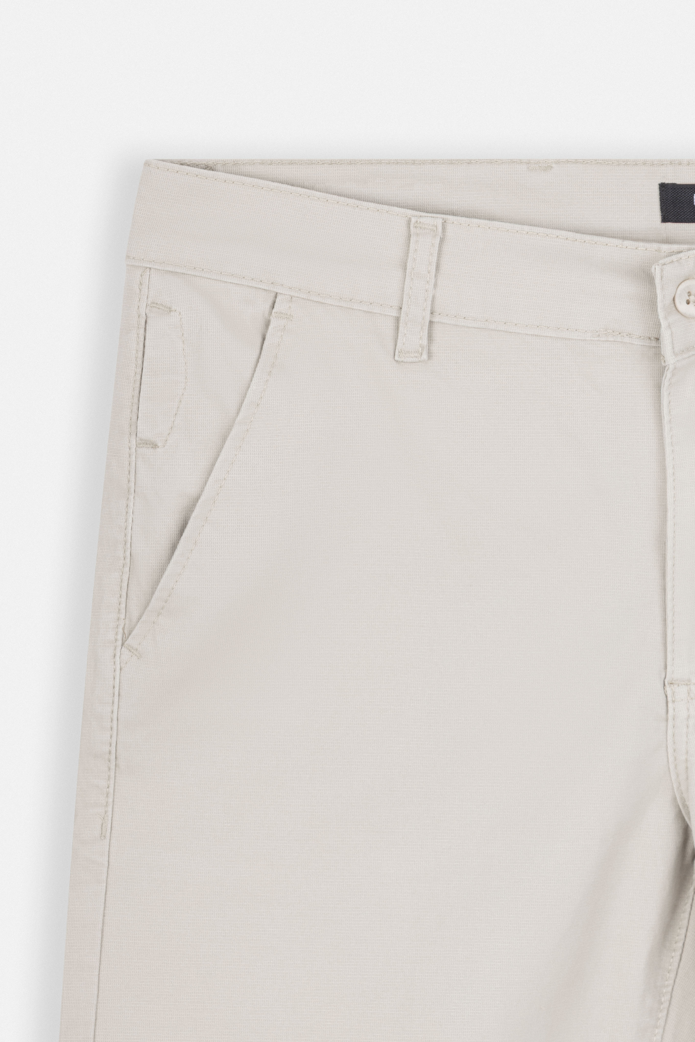 Patterned Light Beige Gabardine Short