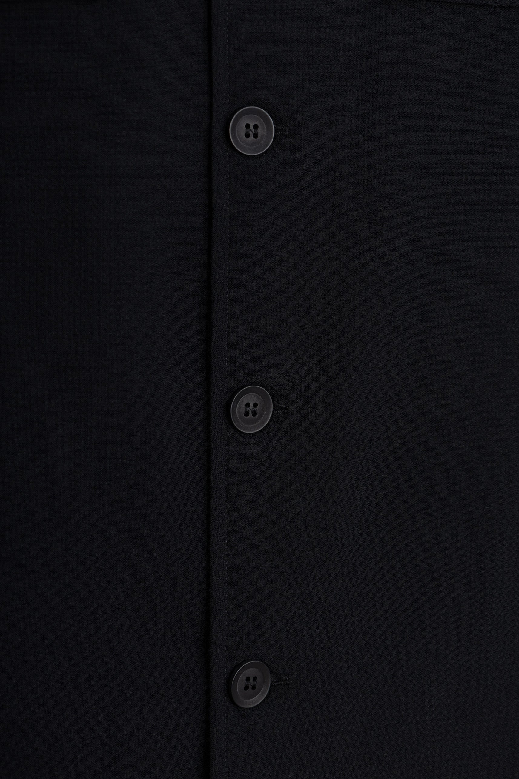 Patterned Black Button-Up Over-Shirt