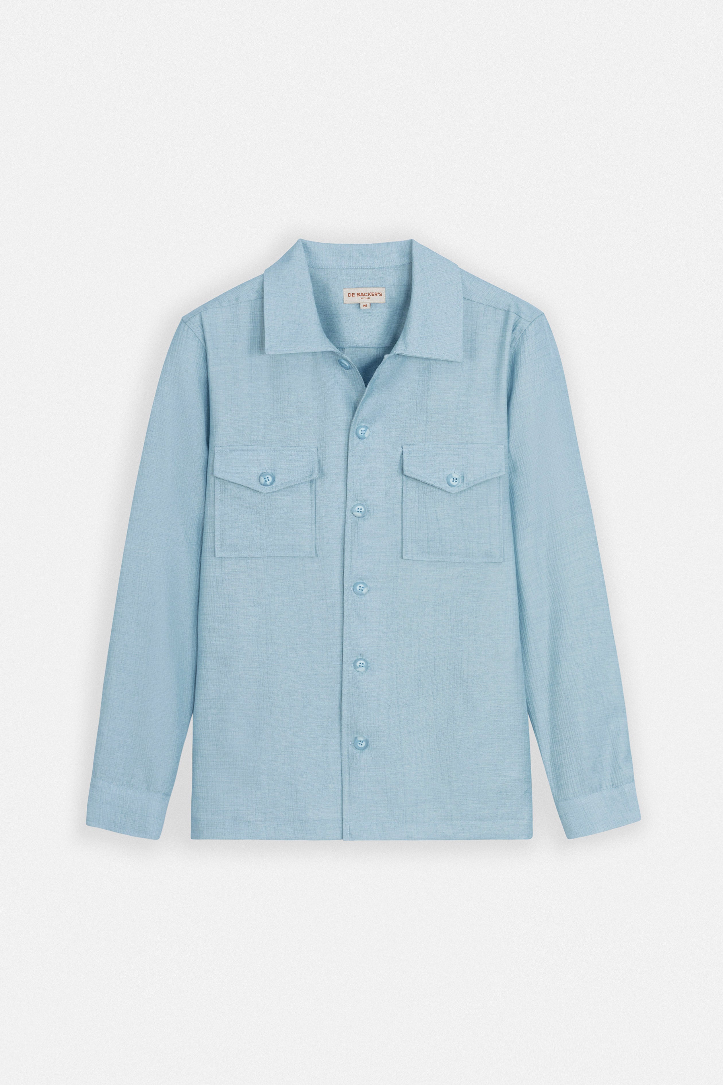 Patterned Light Blue Button-Up Over-Shirt