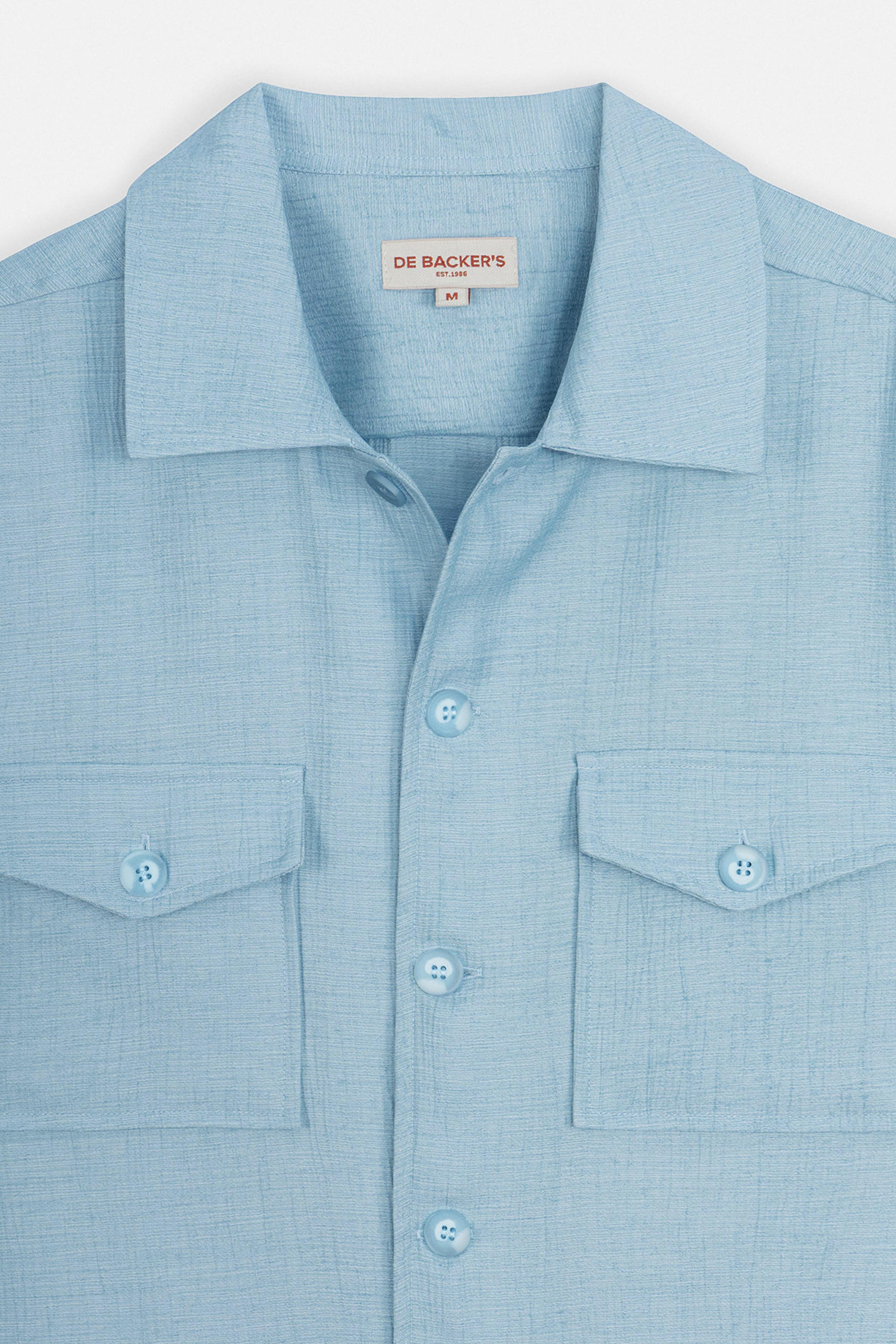 Patterned Light Blue Button-Up Over-Shirt