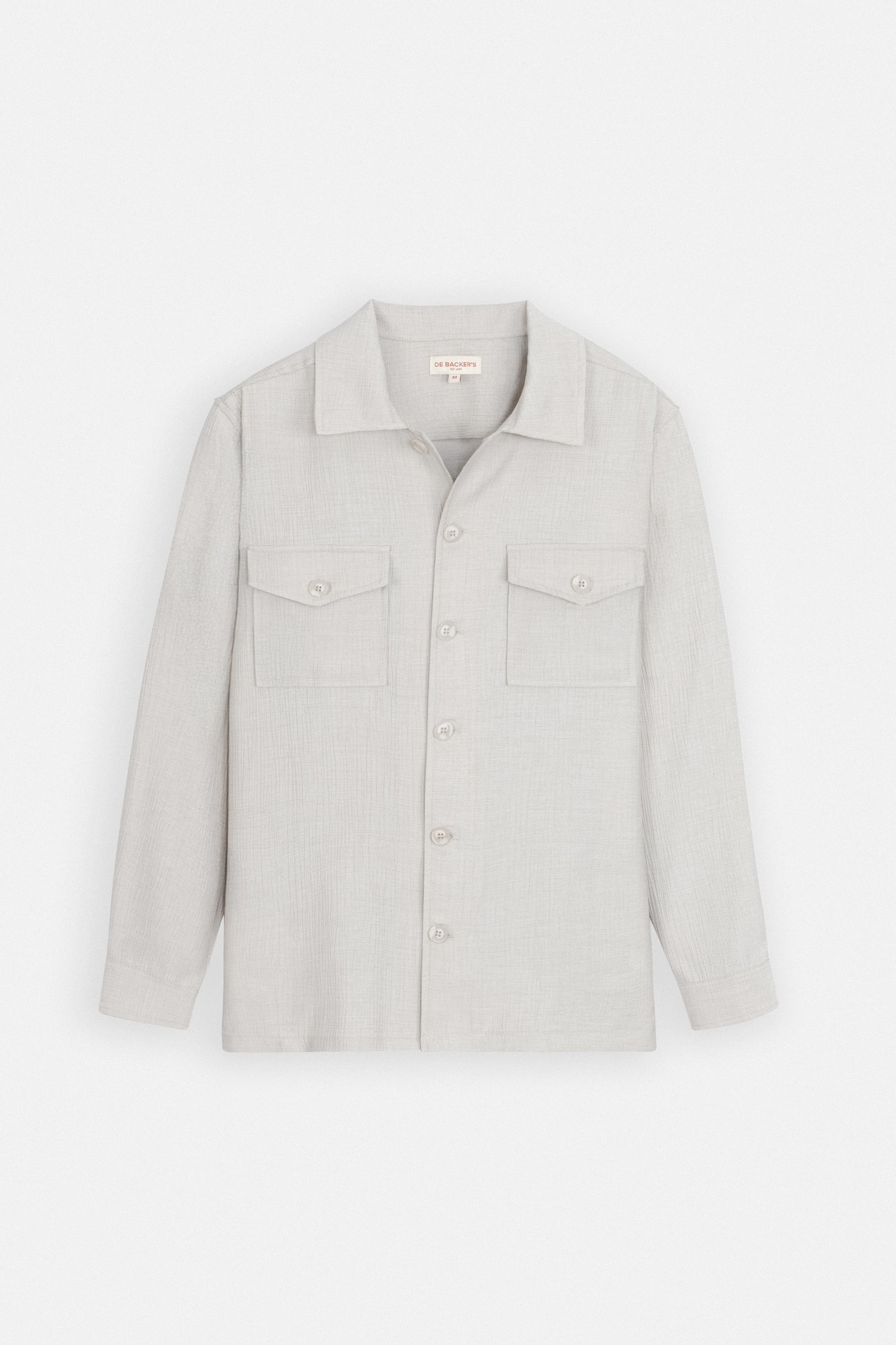 Patterned Beige Button-Up Over-Shirt