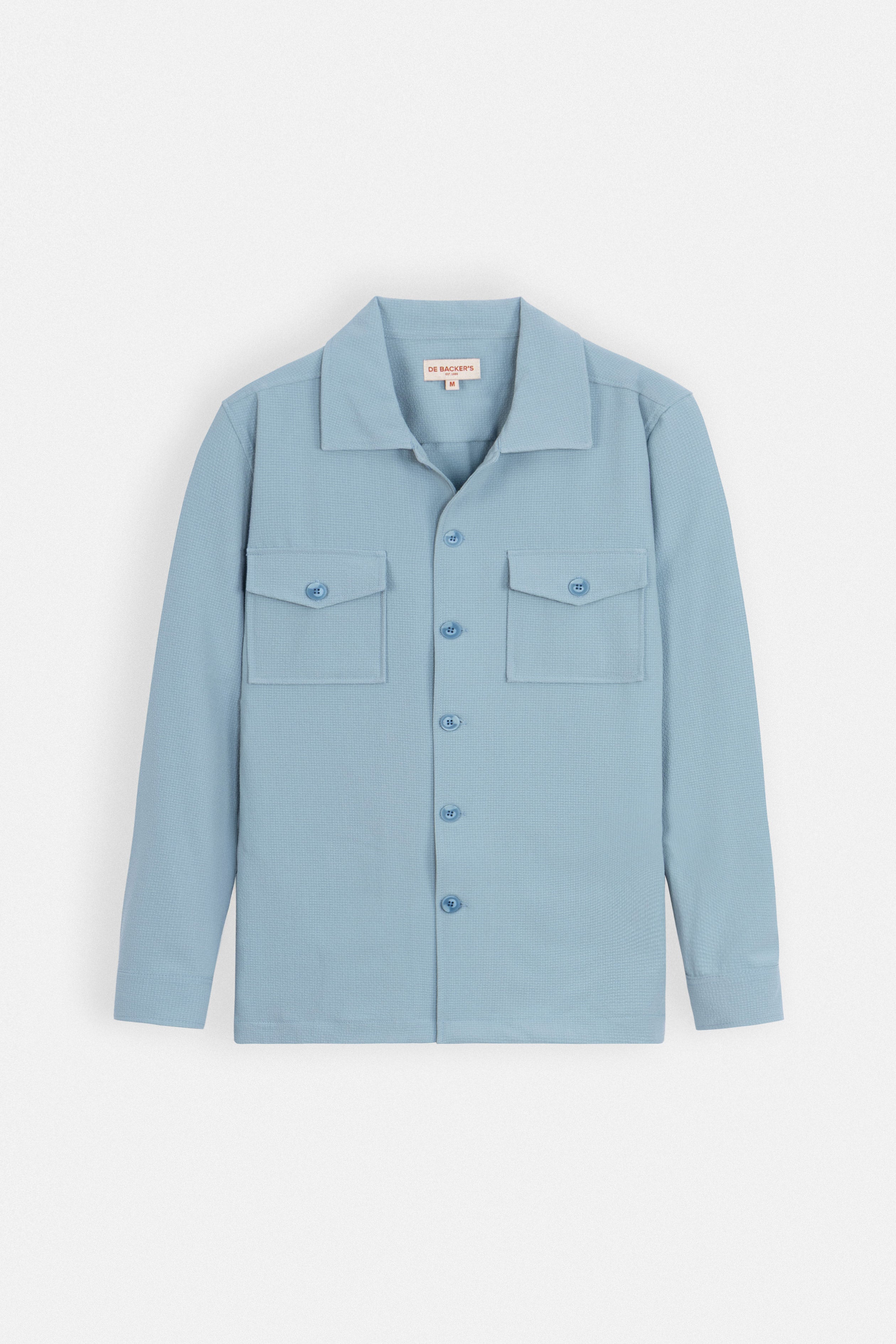 Patterned Light Blue Button-Up Over-Shirt