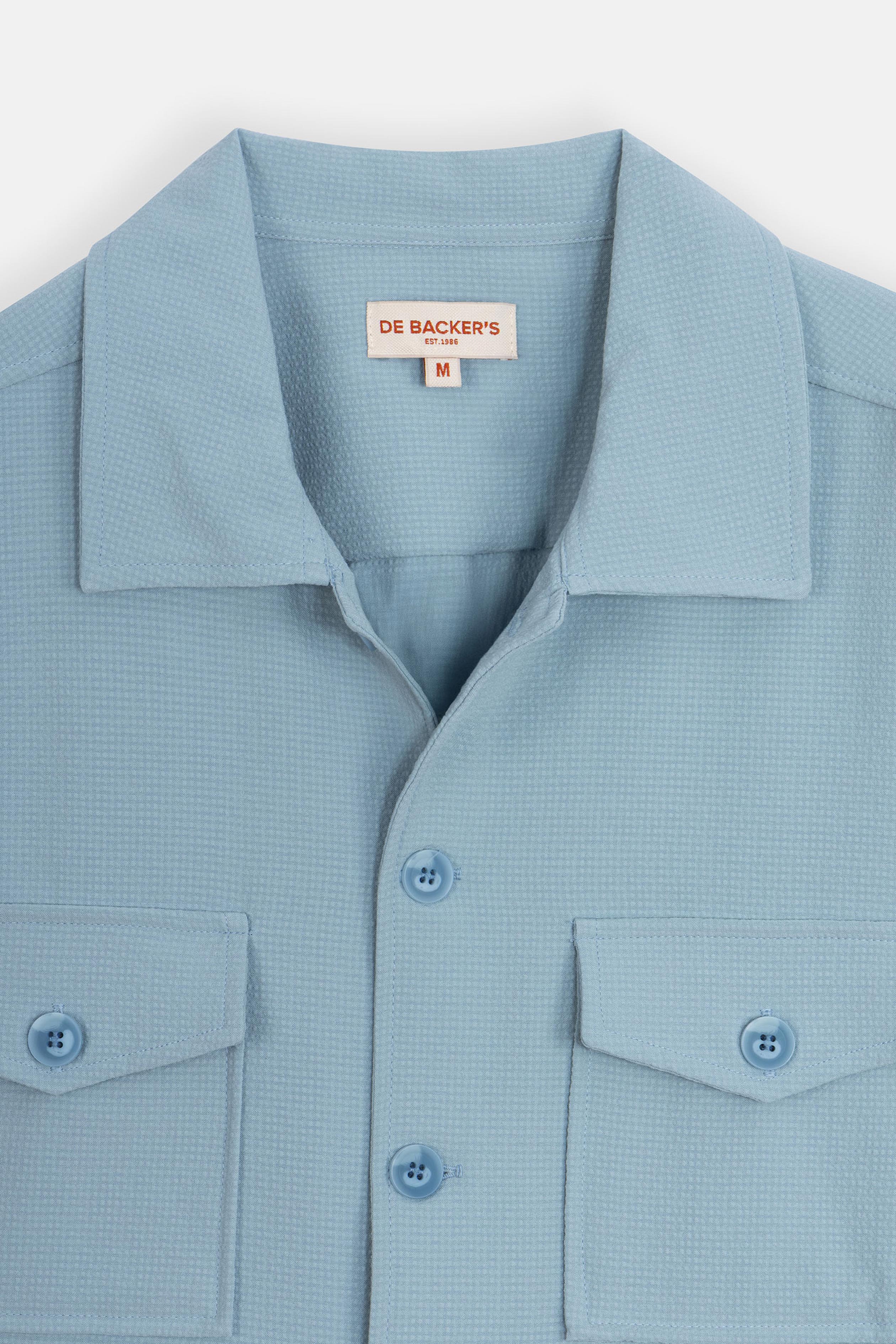 Patterned Light Blue Button-Up Over-Shirt