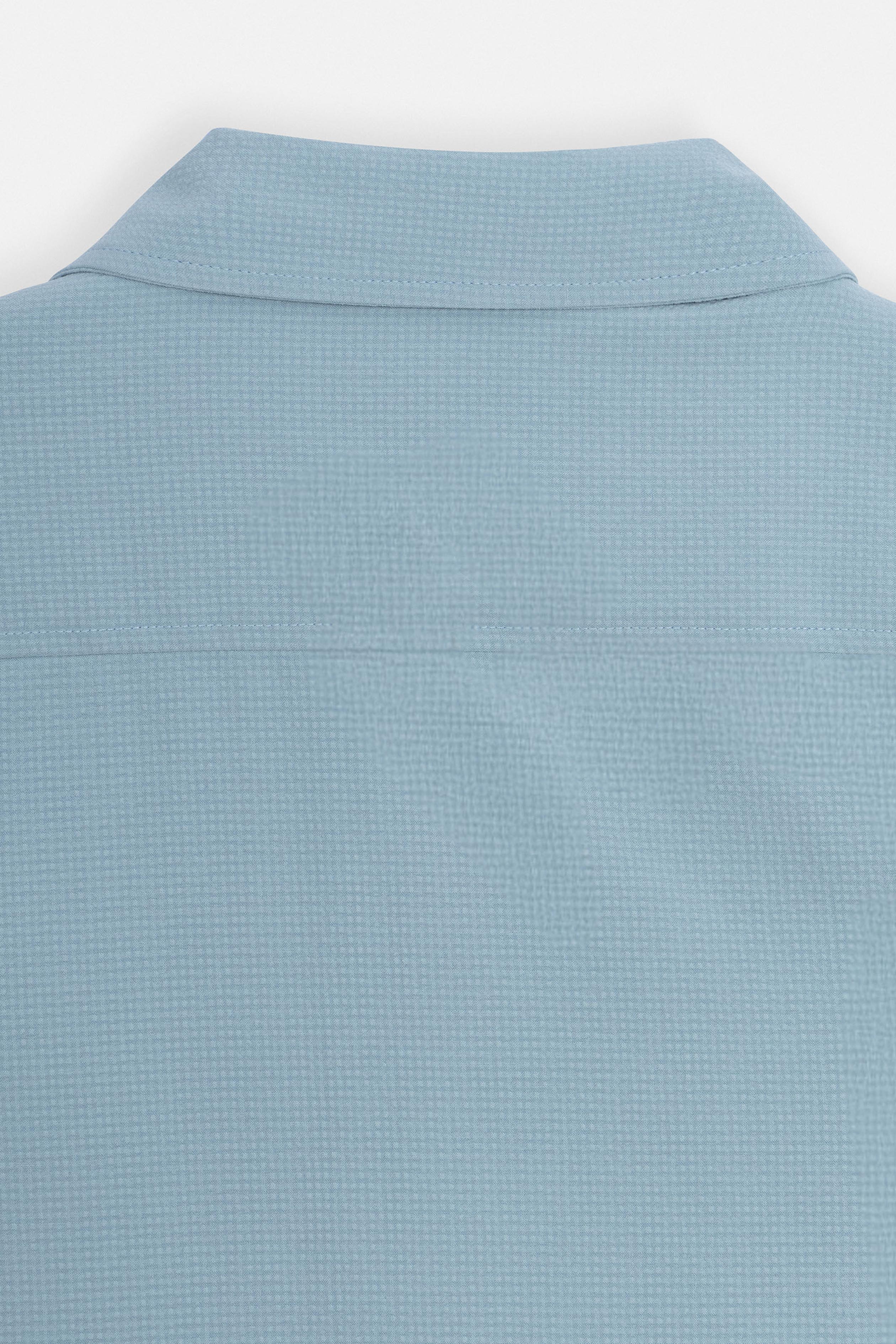 Patterned Light Blue Button-Up Over-Shirt