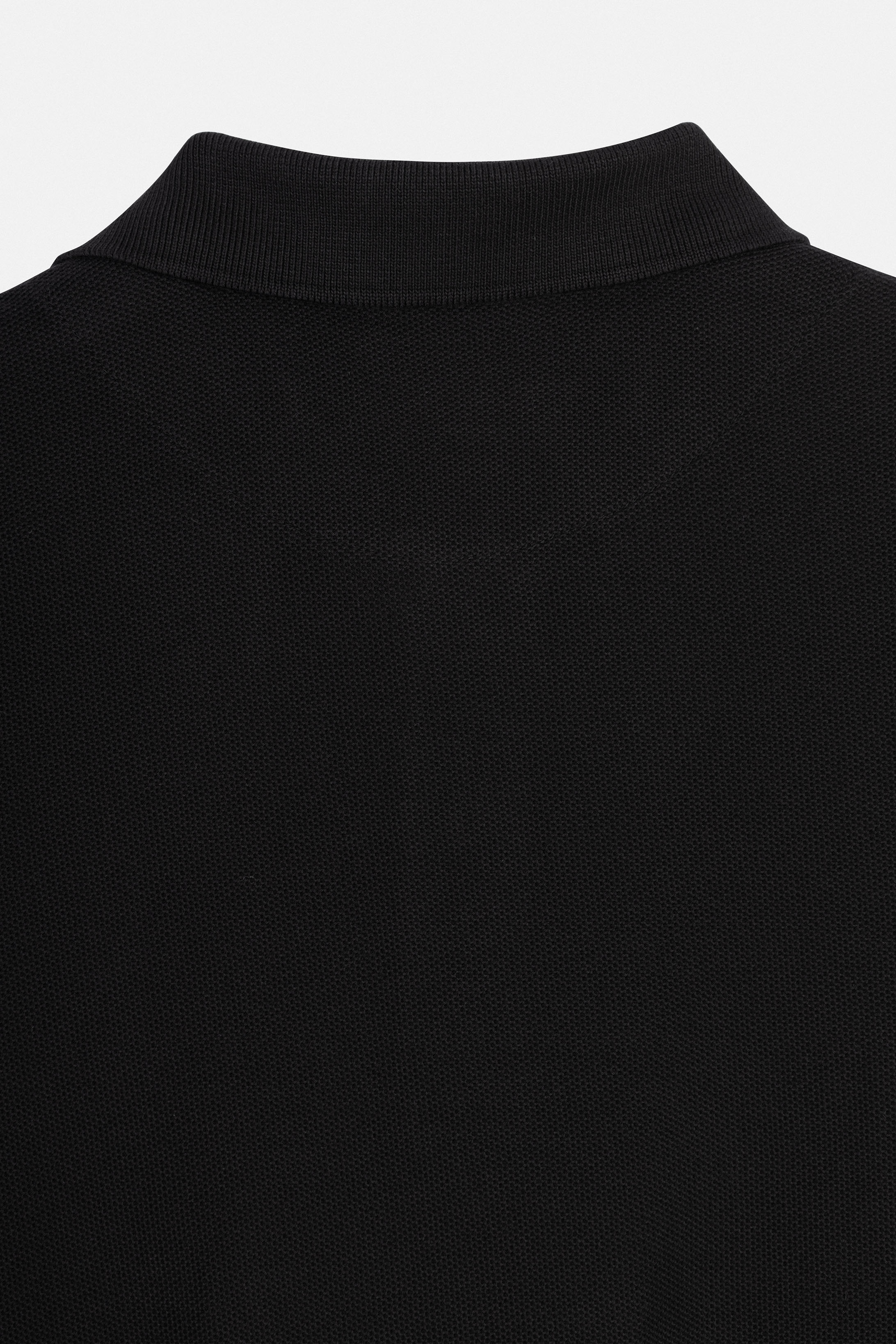 Pique Black Cotton Polo
