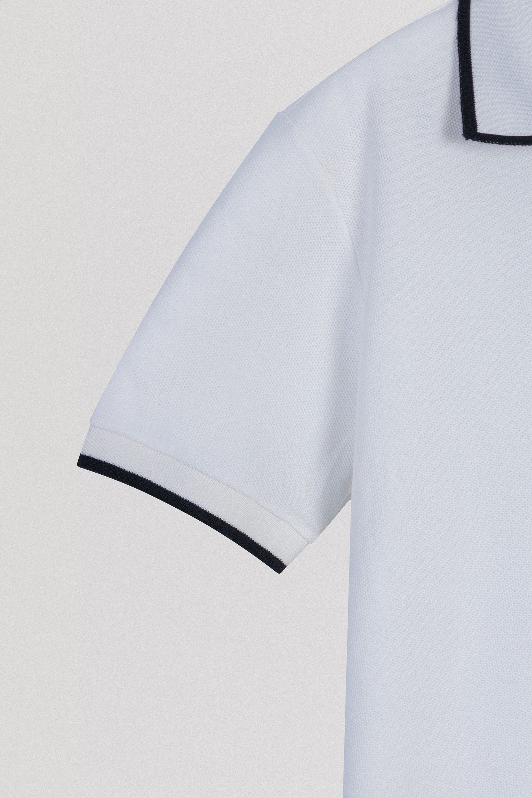 Pique White V neck Polo