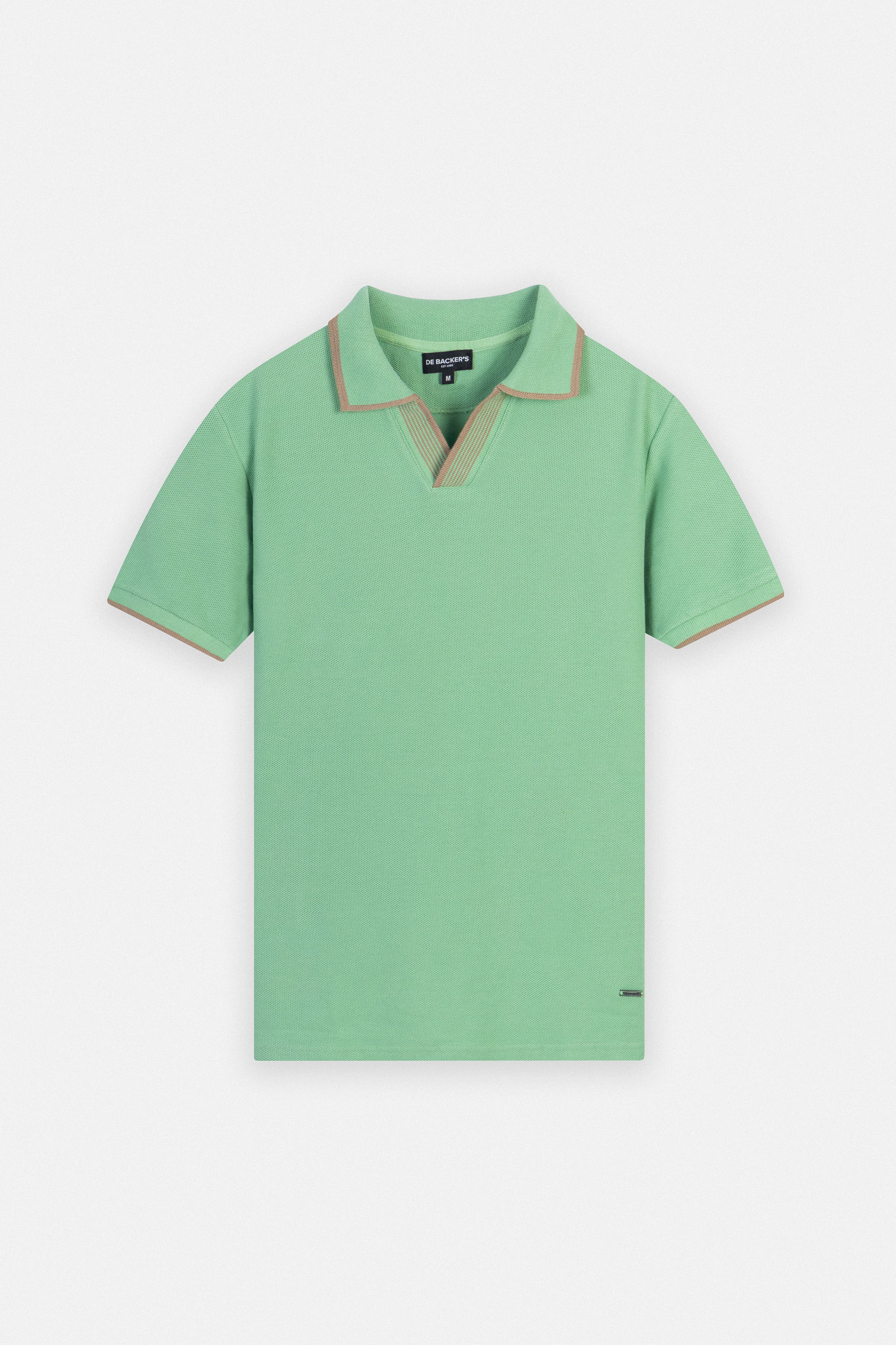 Pique Green V neck Polo