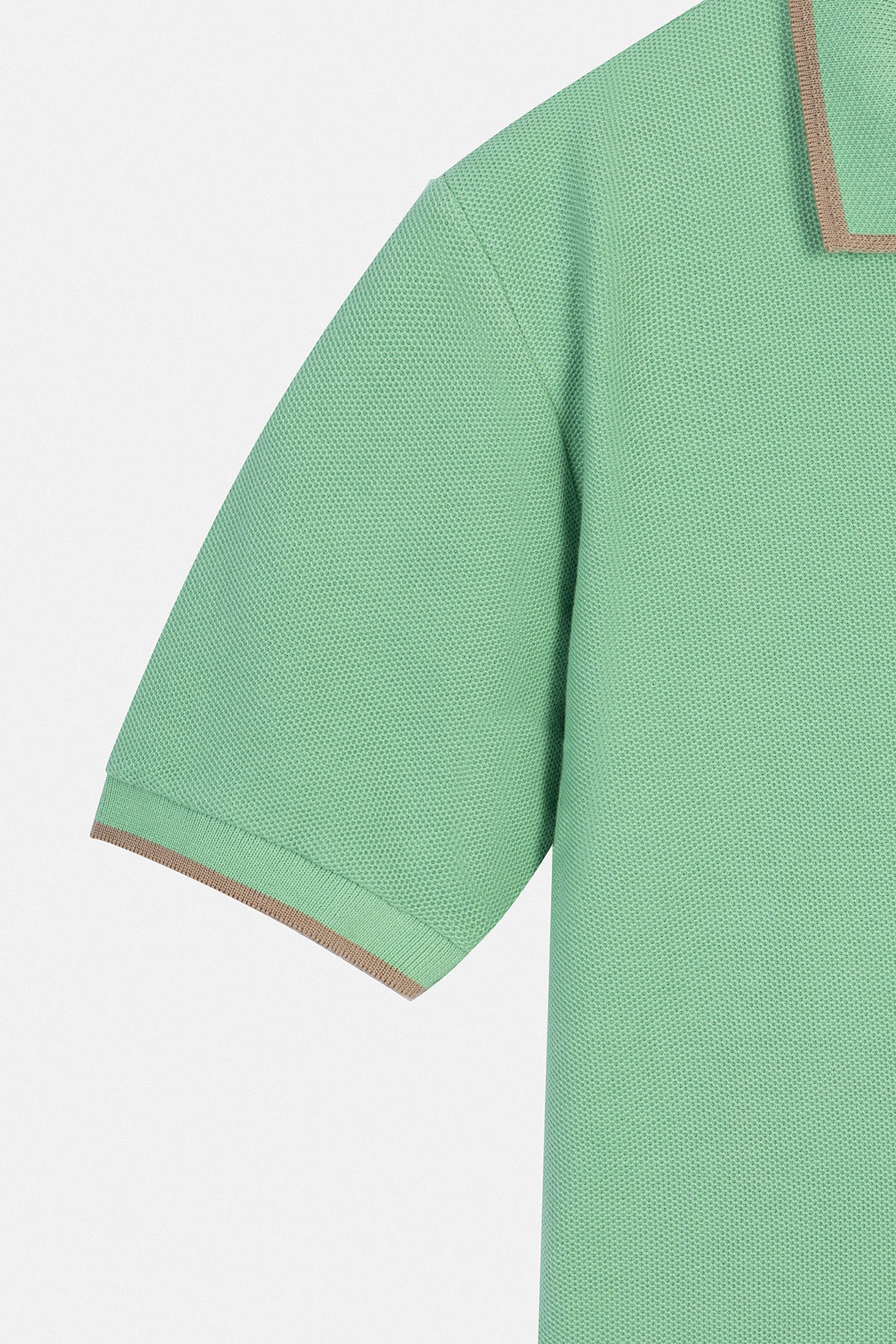 Pique Green V neck Polo