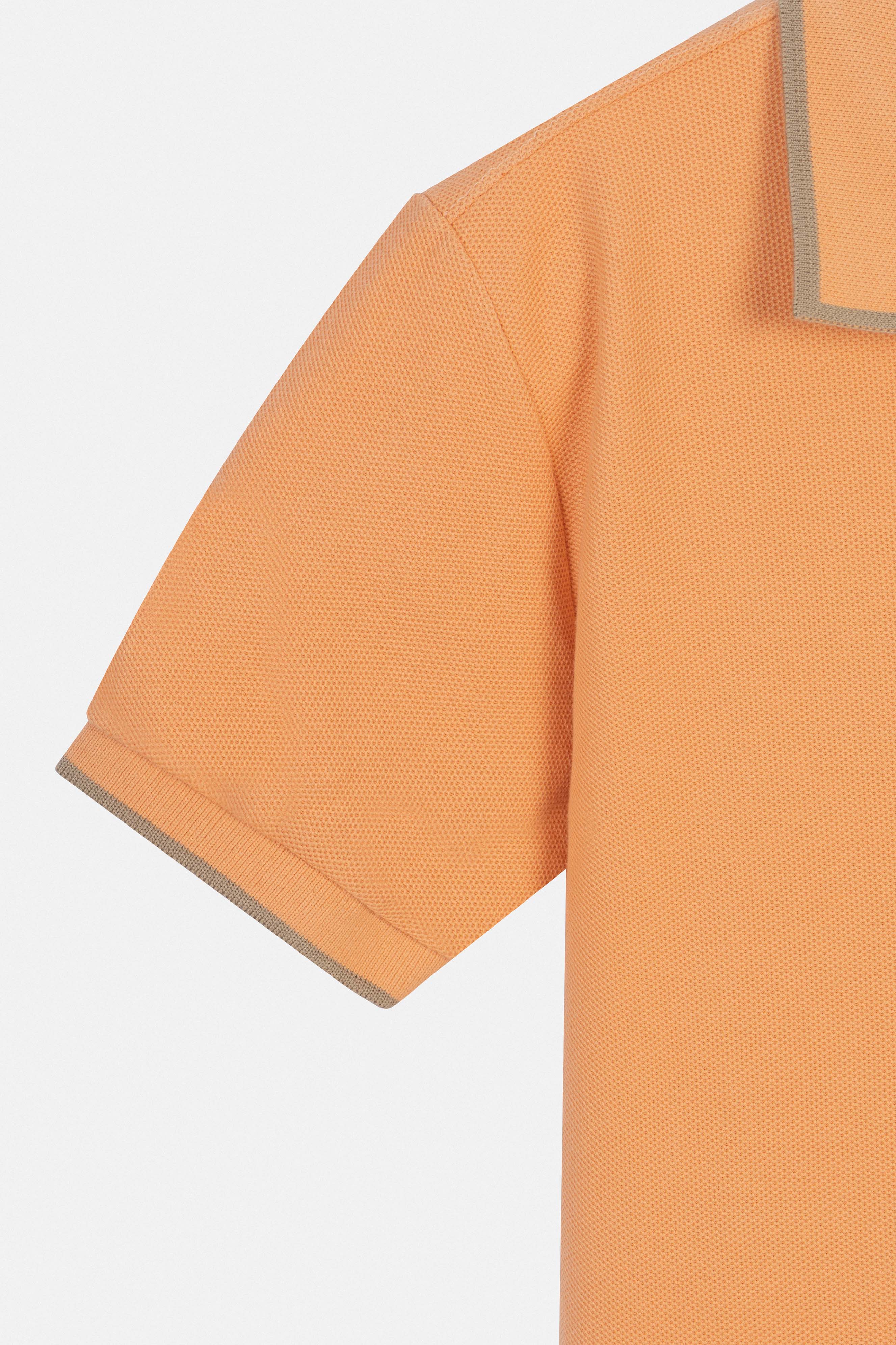 Pique Orange V neck Polo