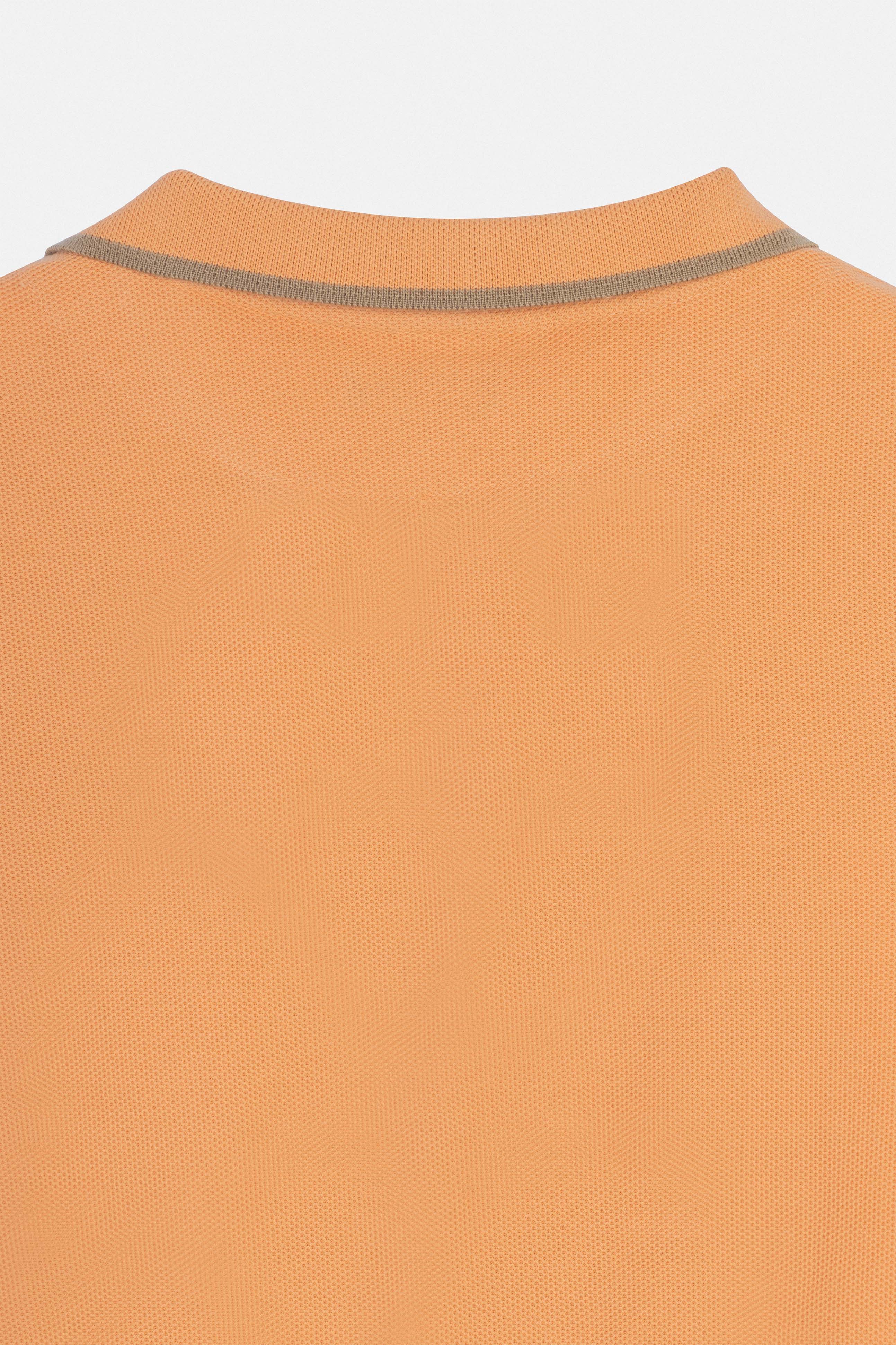 Pique Orange V neck Polo
