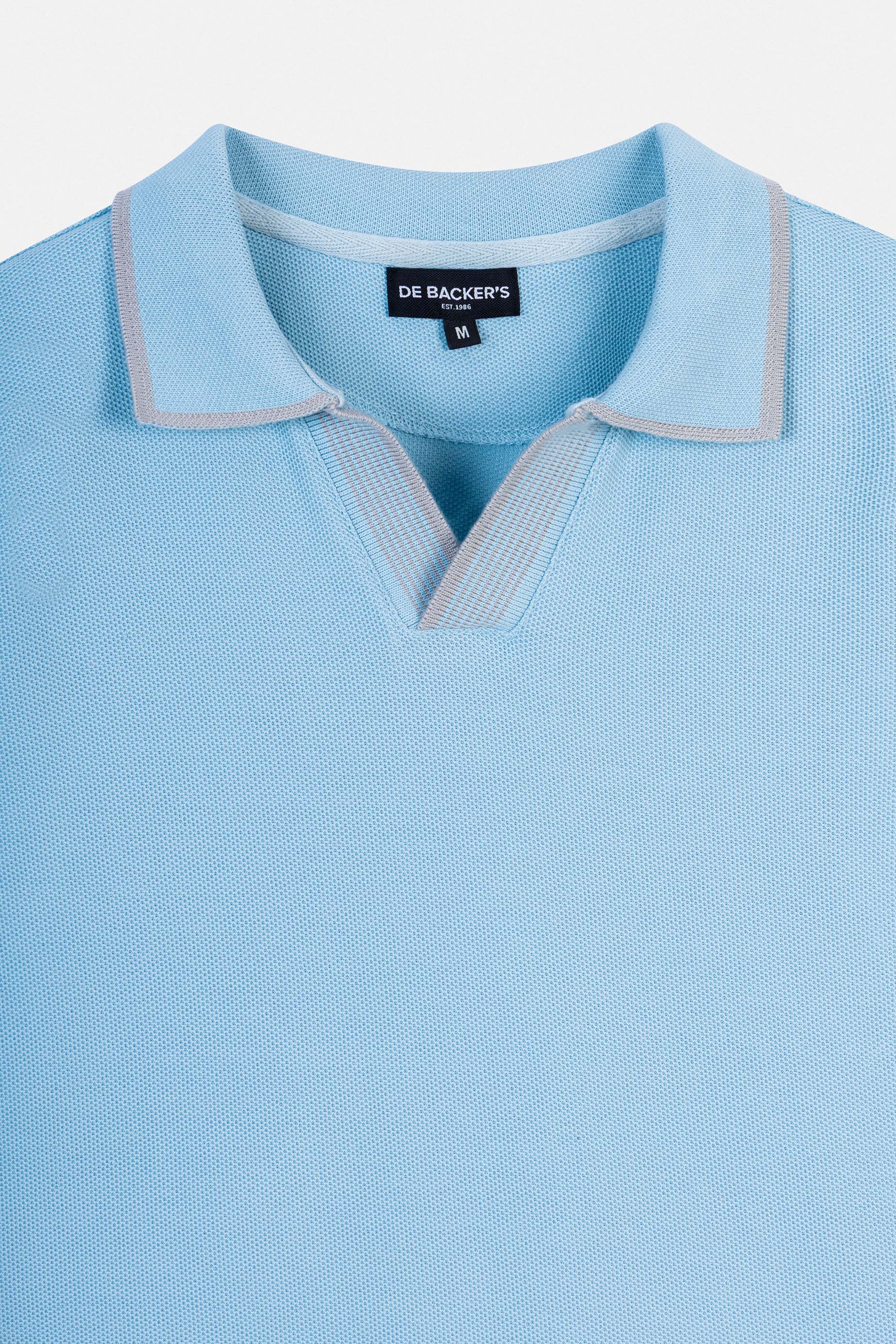 Pique Light Blue V neck Polo