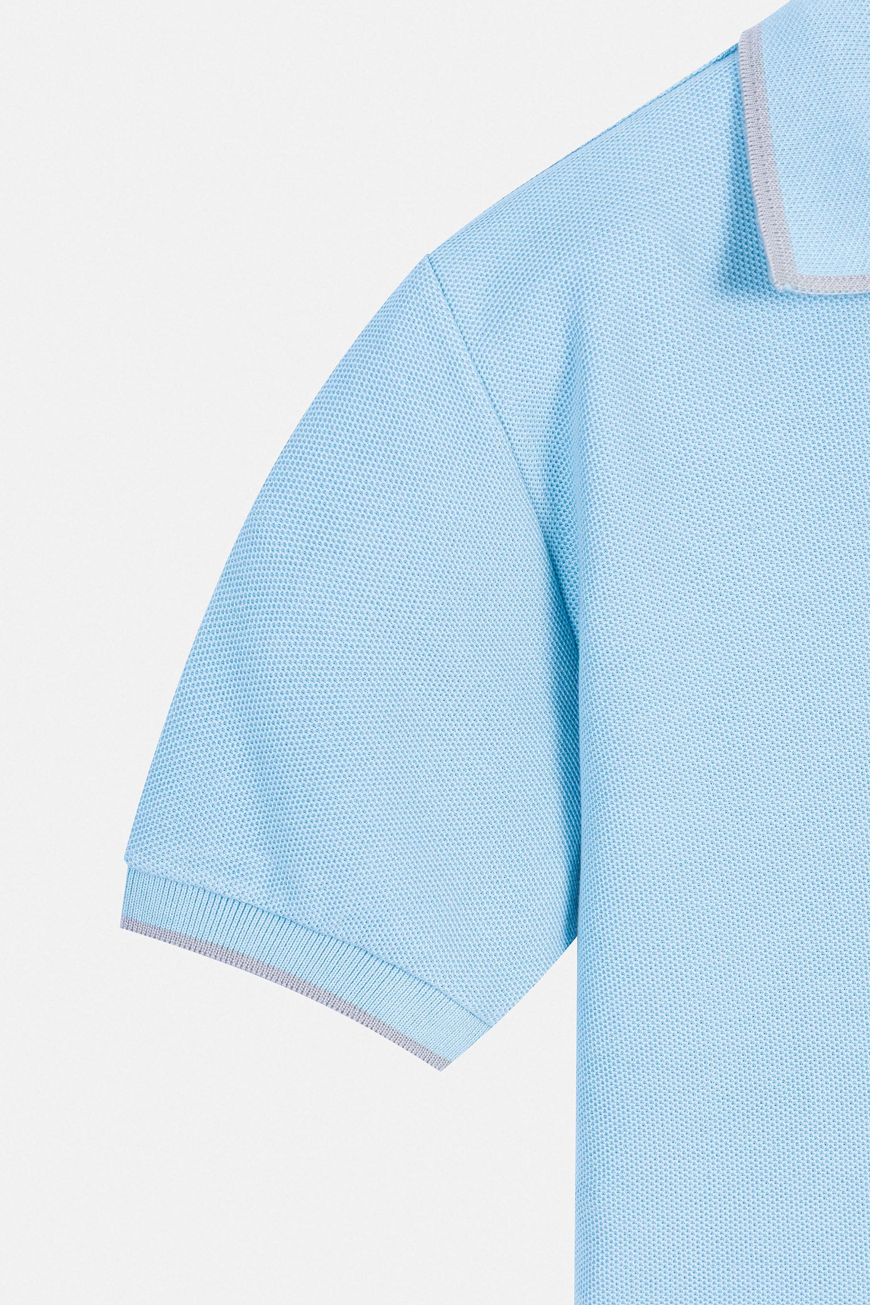 Pique Light Blue V neck Polo
